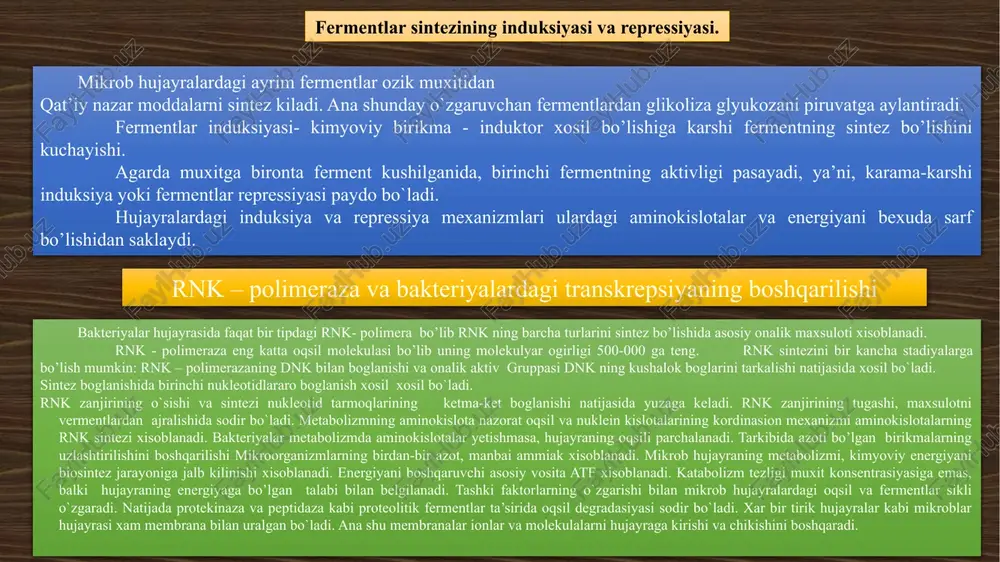 genetik bir xildagi-bitta hujayrani birr xil avlodini ajratib olinganidan sung paydo bo’lgan . mikroorganizmlar seleksiyasining muxim usuli mutantni tanlab olish xisoblanadi. genetik injeneriya. so’ngi yillardan buyon molekulyar biologiya vamikroorganizmlar genetikasining rivojlanishi natijasida genetik yoki gen injeneriyasi paydo buldi. ushbu soxa yangi eksperemental texnologiya xisoblanadi. ushbu texnologiyada tirik hujayraga yangi genetik struktura kiritiladi. gen injeneriyasi sanoatda mikroorganizmlar faoliyatidan foydalanishda keng miqyosda qo’llanilmokda. mikroorganizmlardan sanoat asosida foydalanishning zamonaviy usullari. ishlab chiqarishda mikroorganizmlar qancha aktiv bo’lsa, shuncha samarali bo`ladi. fiziologlar, texnologlar, kimyogarlarning fermentasiya ishlarini takomillashtirganlaridagina samaradorlik yuqori bo`ladi. samaradorlik mikroorganizmlarning tez o`sishiga, yuqori xarorat va kislotalikka chidamligiga, foydali belgilarning bir me’yorda ko’payishiga boglik. undan tashkari mikroorganizmlar yashaydigan muxit arzon, ma’kul va inson uchun zararsiz bo’lishi kerak. birinchi marta 1977-1980 yillarda moskvadagi sanoat mikroorganizmlari genetikasi va seleksiyasi institutida treonin aminokislotasini sintez kiladigan mikroorganizmlar uchun loyixa tuzilgan. mikroblar vositasida odamni virus kasalliklariga chidamlilik kobiliyatini oshiradigan oqsilni interferon gruppasi sintez qilingan. talabalar bilimini faollashtirish uchun tezkor …