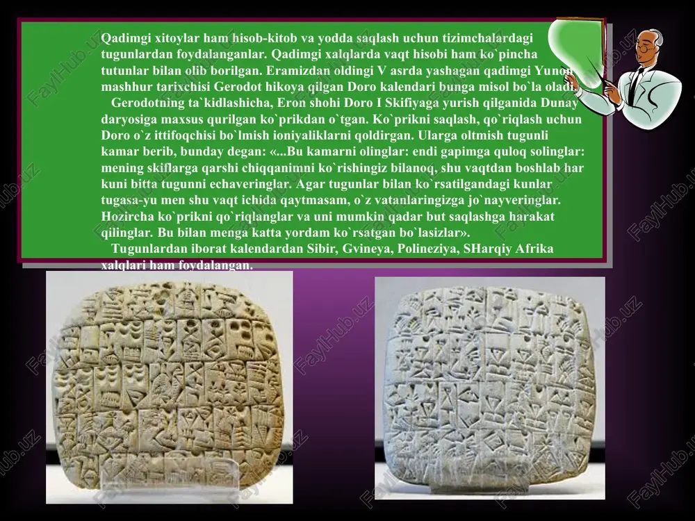 g faoliyatini abadiylashtirish zarur edi. tadqiqotchilarning fikricha, piktografik yozuv neolit davrida, tarqoq urug`dosh guruhlar qabilaga birlasha boshlagan vaqtda uzil-kesil shakllangan. piktografik belgilar hozirda ham keng qo`llaniladi. magazin va ustaxonalarning viveskalaridagi mollar tasviri, ko`cha harakatini tartibga solib turuvchi belgilar, zaharli moddalar solingan idishlar devoridagi bosh suyagi, chalishtirilgan suyaklar tasviri va yo`nalishni ko`rsatuvchi qo`l yoki strelkalar rasmi va hokazo shular jumlasidandir. masalan, shimoliy osetiyada marhumning fazilatlari yoki iste`dodini bildiruvchi piktografik belgi chizish odati saqlanib qolgan: mohir chavandozning qabr toshida - ot yoki egar, olimning qabr toshida - kitob, mohir tikuvchi qabr toshida esa tikuv mashinasi tasvirlanadi. tadqiqotchilar piktografiyani fikrni yozuv bilan ifodalashning dastlabki usuli deb hisoblaydilar. piktografiya yaqqolligi tufayli hammabop bo`lgan-u, biroq ma`no, mazmunni ixtiyoriy sharhlashga yo`l qo`ygan. rasm fikrni aniq ifodalashga imkon beradigan,ko`p joyni egallaydigan vosita bo`lganligidan mavhum tushunchalarni rasm yordamida anglatish juda qiyin edi. bir xildagi buyumning tasviri turli piktogrammalarda turlicha chiqqanligi, harakatlar, voqealar ham har xil tasvirlanganligi sababli bayon …