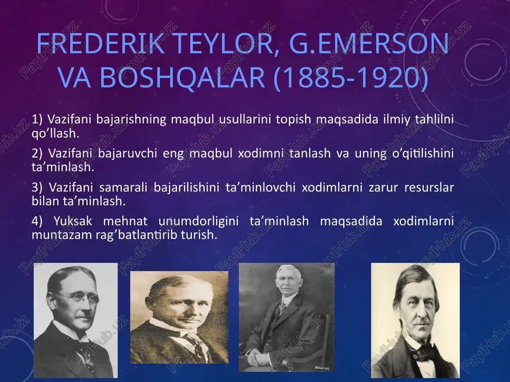 ir bo’layotgan o’zgarishlar “tinch boshqarish inqilobi“ nomini olgan miqdoriy tizimli va zamonaviy menejment maktabi (1950-yildan hozirgacha). e’tiboringiz uchun rahmat! image2.png image3.png image4.png image5.jpeg image6.jpeg image7.jpeg image8.jpeg image9.jpeg image10.jpeg image11.jpeg /docprops/thumbnail.jpeg