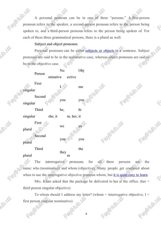 y is deemed acceptable usage by the associated press, merriam-webster, and several other language guides. personal pronoun faqs what are personal pronouns? personal pronouns are a type of pronoun that substitutes for another noun. personal pronouns show the number, grammatical person, and sometimes gender of the noun. what are examples of personal pronouns? the personal pronouns for subjects are i, you, he, she, it, we, and they. for objects, they are me, you, him, her, it, us, and them. should personal pronouns be capitalized? only the personal pronoun i should be capitalized all the time. the other pronouns are only capitalized when they begin a sentence or form a proper noun (such as the movie us). should you use personal pronouns in an essay? personal pronouns are perfectly acceptable in essays. however, in academic essays and other formal papers, it’s best to avoid the first- and second-person pronouns (i, me, …