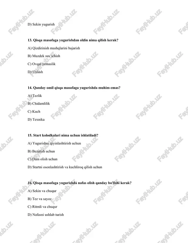 qisqa masofaga yugurish texnikasi va start qoidalarini orgatish - Page 4