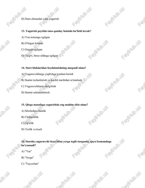 qisqa masofaga yugurish texnikasi va start qoidalarni orgatish - Page 4