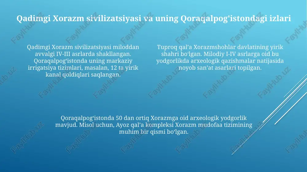 hkil etilgan bo‘lib, u i.v.savitskiyning noyob kolleksiyasi bilan mashhur bo‘lib, markaziy osiyo san’ati durdonasi hisoblanadi. i.v. savitskiy nomidagi qoraqalpog'iston davlat san'at muzeyi: durdonalari i.v. savitskiy nomidagi muzeyning durdonalari orasida o'zbekiston va qoraqalpog'istonning arxeologik topilmalari hamda amaliy san'at namunalari mavjud. i.v. savitskiy muzeyida 90,000 dan ortiq eksponat mavjud bo'lib, ular orasida 20-asr avangard san'atining noyob to'plami katta ahamiyatga ega. muzey to'plamida turli xil uslubdagi 5000 ga yaqin rassomlarning asarlari namoyish etilgan bo'lib, markaziy osiyo madaniyatining o'ziga xosligini aks ettiradi. qoraqalpog'iston tarixi va madaniyati davlat muzeyi muzeyda 60 mingdan ortiq eksponatlar mavjud boʻlib, ular qoraqalpogʻistonning qadimiy tarixi, arxeologiyasi va etnografiyasini aks ettiruvchi noyob artefaktlarni oʻz ichiga oladi. 1929-yilda tashkil etilgan muzey, qoraqalpogʻiston madaniyati va merosini saqlashda muhim rol oʻynaydi, 20 dan ortiq tematik koʻrgazmalarni namoyish etadi. muzey kollektsiyasida miloddan avvalgi iv asrdan xiv asrgacha boʻlgan davrga oid xorazm vohasidan topilgan qadimiy tangalar va sopol idishlar mavjud. berdaq nomidagi qoraqalpoq davlat akademik musiqali …