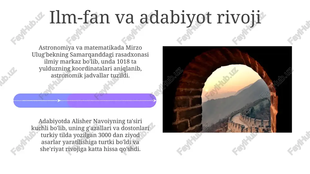 uksalishi shayboniyxon 1500-yilda movarounnahrga bostirib kirib, sulton ali mirzoni magʻlub etdi va samarqandni egalladi, bu uning mintaqadagi siyosiy yuksalishining muhim bosqichi boʻldi. shayboniyxon 1507-yilda xurosonni bosib oldi va hirotni egalladi, temuriylar davlatining zaiflashuvidan foydalanib, oʻz imperiyasining taʼsir doirasini sezilarli darajada oshirdi. kelib chiqishi va avlodlari shayboniylar o'z nasabini shaybonxon orqali jo'jixonning nasliga bog'lashadi, bu ularga temuriylar davlati parchalanganidan so'ng movarounnahrda siyosiy legitimlik bergan. shayboniylar davrida, ayniqsa muhammad shayboniyxon davrida, movarounnahr hududida o'zbek qabilalari birlashib, yangi o'zbek davlatchiligi shakllana boshladi. e'tiboringiz uchun rahmat @taqdimot_robot image5.jpg image6.jpg image7.jpg image8.jpg image9.jpg image10.jpg image11.jpg image12.jpg image13.jpg image14.jpg image15.jpg image16.jpg image17.jpg image18.jpg image19.jpg image20.jpg image21.jpg image1.jpeg image2.jpeg image3.jpeg