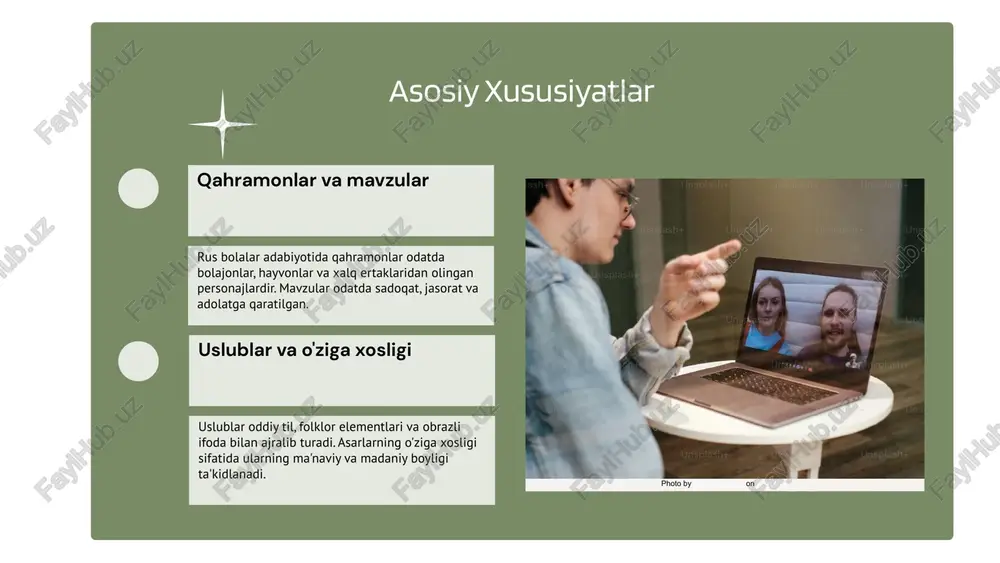 ahramonlar mavzular hayotiy va tarbiyaviy bo'lib, yoshlar uchun ilhomlantiruvchi va odil qahramonlar orqali ijobiy qadriyatlar uzatiladi. usul va yondashuvlar yozuvchilar tarbiyaviy va didaktik uslublardan foydalanib, axloqiy qadriyatlarni hikoyalar va she'rlar orqali o'rgatadilar. innovatsion yondashuvlar ham qo'llaniladi. xususiyatlarning ta'siri bu xususiyatlar yoshlarning dunyoqarashini shakllantiradi, madaniyat va axloqiy qadriyatlarni rivojlantirishda muhim rol o'ynaydi. ijodiy jarayon ijodiy jarayon bosqichlari: g'oya ishlab chiqish, yozish va tahrirlash. har bir bosqich yozuvchining asar yaratishdagi muhim qadamidir. g'oya bosqichi fikrlarni to'plash, mavzuni aniqlash bilan bog'liq. yozish bosqichi fikrlarni shakllantirish va matn yozishga qaratilgan. tahrirlash asarni mukammallashtirish va xatolarni bartaraf etishdir. ushbu bosqichlar muvofiqlikda ishlaganda, yozuvchining ijodi samarali bo'ladi. yaxshi rejalashtirilgan jarayon innovatsion va original asarlarni yaratishga yordam beradi. tamoyillarni amaliyotda qo'llash ijodiy tamoyillarni amaliyotda qo'llashda, shaxsiy yondashuvlar muhim. talabalarga mos mavzular tanlang, qiziqishlarga e'tibor bering. interaktiv usullar bilan fikrlashni rivojlantiring, mualliflar uslublarini tahlil qiling va amaliy misollar bilan kengaytiring. bu yondashuvlar yosh o'quvchilarning qiziqishini oshiradi va ijodiy …