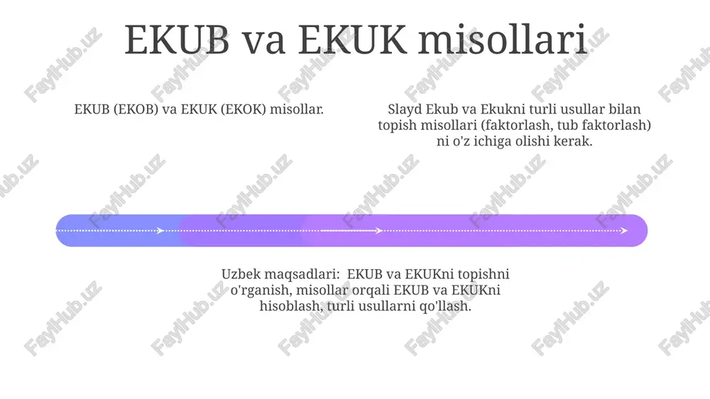 ekub va ekuk larni topishga doir misollar slayt tayyorlash - Page 4