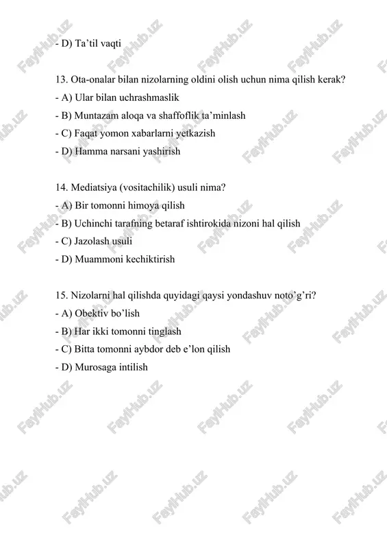 pedagogik nizolar va ularni oldini olish – test - Page 4