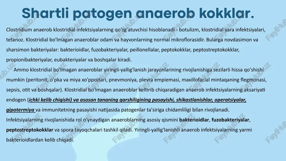 eptokokk, peptostreptokokk, korinebakteriya, bakteroid, m. smegmatis, m. hominis, grammanfiy nopatogen bakteriyalar uchraydi. ayollarning siydik yo'llaridagi mikroflora sifat va miqdoir jihatidan erkaklarnikiga nisbatan kamroq bo'ladi. bachadon, tuxumdon steril hisoblanadi. qinga mikroflora tug'ilish jarayonidan boshlab tushadi, bular, asosan, laktobakteriyalar (lactobacillus acidophilus, l. fermentum, l. sasei va boshqa lar) bo'lib, bir necha haftagacha saqlanib qoladi, chunki bu davrda bola organizmida onadan tushgan estrogen gormonlar hisobiga sutachitqi bakteriyalari uchun juda qulay sharoit yaratilgan bo'ladi. vaqt o'tishi bilan qinga asta-sekin boshqa mikroorganizmlar (staph, saprophiticus, str. faecalis, corynebacterium xerosis, enterokokklar) tusha boshlaydi. yillar o'tishi bilan qin ph neytral va kuchsiz ishqoriu tomonga o'zgaradi, chunki glikogen moddasi yo'qoladi. jinsiy yetilish davrida organizm da estrogen gorm onl ari ishlab chiqariladi va qin ph yana nordon tomonga o'zgaradi (ph^4,0-4,2). bunda doderleyn tayoqchalari ko'payadi. hayz davrida ham o'zgarishlar kuzatiladi, chunki bu vaqtda qin ph ishqoriy tomonga o'zgaradi va har xil mikroorganizmlar (stafilokokk, nogemolitik streptokokk, mikoplazma, achitqisimon zambu rug'lar va protozoalar) …