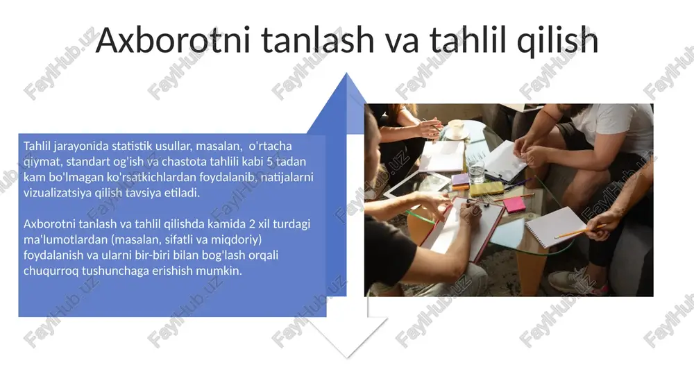 i ko'rsatish va formatlash bo'yicha 5 ta asosiy qoidalarni o'rganishlari kerak, bu ularning akademik halolligini ta'minlaydi. akademik halollik talabalarga 10% dan ortiq manbadan matnni so'zma-so'z olish yoki o'zgartirmasdan qo'llashni taqiqlaydi, bu plagiat hisoblanadi va jiddiy oqibatlarga olib kelishi mumkin. kerakli resurslarni ta'minlash talabalarga kerakli resurslarga, jumladan, internetga, dasturiy ta'minotga va texnik vositalarga bepul yoki arzon narxlarda kirish imkoniyatini ta'minlash, mustaqil ishlarning samaradorligini oshiradi. har bir talaba uchun kamida 5 ta turli xil topshiriqlarni, shu jumladan, individual va guruhviy loyihalarni, prezentatsiyalarni va tahliliy ishlarni tayyorlashni ta'minlash muhimdir. taqdimot tayyorlash va himoya qilish taqdimotni tayyorlashda kamida 3 ta asosiy qism: kirish, asosiy qism va xulosa bo'lishi kerak, har bir qism 5-7 daqiqadan oshmasligi maqsadga muvofiq. taqdimot davomida auditoriya bilan 3-5 marta interaktiv savol-javob o'tkazish tinglovchilarning qiziqishini saqlash va mavzuni yaxshiroq o'zlashtirishga yordam beradi. ish joyini tashkil etish ish joyini tashkil etishda 3 ta asosiy zona – shaxsiy ishlash maydoni, guruhiy loyihalar uchun …