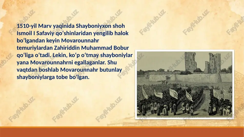 etnik tarkibi va asosiy aholisi 1753-yildan eʼtiboran buxoro xonligi mangʻitlar sulolasi tomonidan boshqarilgan. aynan shu yilda chingizxon avlodiga mansub boʻlmagan muhammad raxim oʻz nomiga xutba oʻqittirib, oʻzini amir deb atadi. 1920- yilgacha mangʻitlar sulolasi hukmronlik qilgan davr tarixda shuning uchun buxoro amirligi deb ataladi. buxoro xonligida oʻziga xos mavqega ega boʻlgan urugʻlardan yana biri naymanlar hisoblanadi. taʼkidlash joizki, xvi-xix asrlarda yozilgan asarlarning barchasida ushbu etnonim uchraydi. naymanlar shayboniyxon davrida, ayniqsa abdullaxon ii tomonidan amalga oshirilgan harbiy yurishlarda faol ishtirok etganlar. ular xon saroyida ham yuqori lavozimlarni egallaganlar. buxoro xonligida ashtarxoniylar davrida kuchaygan etnoslardan yana biri bu ming urugʻidir. bu davrda minglar oʻtroq va yarimkoʻchmanchi holda yashab, ularning asosiy qismi buxoroning shibirgʻon, kelif, maymana, samarqandning urgut, oʻratepa hududlarida yashaganlar. buxoro xonligining buxoro, qorakoʻl, samarqand, qarshi, shahrisabz, sherobod hamda balxning chegara hududlarida saroy urugʻi yashagan. ular ham xonlikning yuqori mansablarida – devonbegi, qushchi, miroxoʻr kabi lavozimlarda boʻlganlar. xonlik tasarrufidagi hisor, xoʻjand, andijon, …