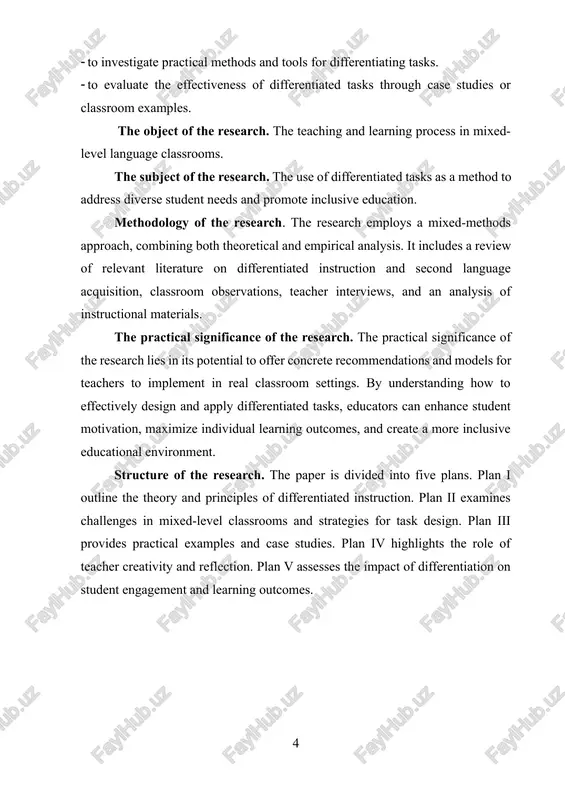 ferences and a belief in flexible, responsive teaching. building on the core principles of differentiated instruction, carol ann tomlinson (2014) emphasizes that effective differentiation goes beyond adjusting content—it is a philosophy grounded in respect for individual learners and a commitment to their growth. one of the key beliefs is the importance of respecting each student’s readiness level. teachers should understand where students are in their learning and tailor tasks accordingly to ensure progress. all students are expected to grow, and teachers must support this growth by providing ongoing encouragement and appropriate challenges. to achieve this, students are given opportunities to engage with essential understandings and skills at levels of difficulty that increase gradually as their knowledge and abilities develop. importantly, the tasks offered to students must be equally engaging, interesting, and significant, regardless of the learners’ levels, ensuring a sense of fairness and motivation across the classroom. in a differentiated …