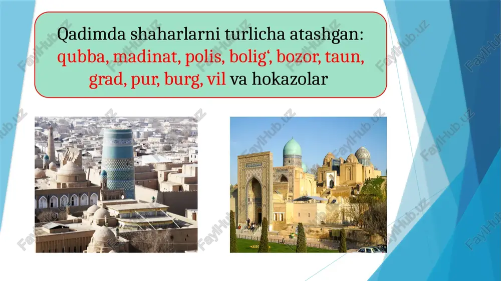 i, megalopolislar) shakllantiradi. bu davr jahon miqyosida globallashish jarayonining yuzaga kelishi bilan bog‘liq bo‘lib, xalqaro ish yuritish, moliya-kredit, iqtisodiy-madaniy, savdo, siyosiy-tashkiliy funksiyalar shaharlar rivojlanishining asosini tashkil etadi. bunday funksiyalarning takomillashib borishi natijasida xalqaro miqyosda ish bajaruvchi “dunyoviy shaharlar” vujudga kelmoqda masalan, xalqaro moliyaviy markazlar-london, birmingem, syurix, jeneva; dunyoning xalqaro turizm markazlari-singapur, kuala-lumpur, parij, dubay; iqtisodiy markazlar - nyu-york, tokio, seul; siyosiy markazlar - gaaga(niderlandiya), vena image1.jpeg image2.jpeg image3.jpeg image4.jpeg image5.jpeg image6.jpeg image7.jpeg image8.jpeg image9.jpeg image10.jpeg image11.jpeg image12.jpeg image13.jpeg image14.jpeg image15.jpeg image16.jpeg image17.jpeg image18.jpeg image19.jpeg image20.jpeg image21.jpeg image22.jpeg image23.jpeg image24.jpeg image25.jpeg image26.jpeg image27.jpeg image28.jpeg image29.jpeg image30.jpeg image31.jpeg image32.jpeg image33.jpeg image34.jpeg image35.jpeg image36.jpeg image37.jpeg image38.jpeg image39.jpeg image40.jpeg /docprops/thumbnail.jpeg