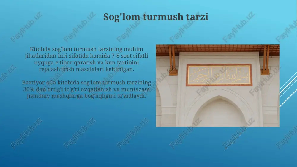 sidagi mehr-oqibat munosabatlarini batafsil bayon qiladi. muloqot va hurmat muallif "baxtiyor oila"da 20 dan ortiq hayotiy misol orqali muloqot va hurmatning oilaviy baxtga ta'sirini, oiladagi salbiy munosabatlarning oldini olish yo'llarini ko'rsatib beradi. shayx muhammad sodiq muhammad yusuf "baxtiyor oila" asarida oila a'zoları o'rtasidagi muloqotning 3 ta asosiy jihatini – hurmat, mehr-oqibat va samimiylikni 5 ta bobda batafsil bayon qiladi. oiladagi nizolarni hal qilish yusufning fikricha, oiladagi nizolarning 30% to'g'ri tushunmovchilikdan kelib chiqadi, shuning uchun muloqot va sabr-toqat muhim ahamiyatga ega. shayx yusuf, “baxtiyor oila”da oilaviy nizolarni hal qilishda 5 bosqichli muloqot modelini taklif qiladi, bu erda har bir bosqich samimiylik va o'zaro hurmatga asoslangan. oilaviy hayotdagi islom qadriyatlari kitobda, oilaviy munosabatlarni mustahkamlashda islomning 3 ta muhim prinsipi – adolat, mas’uliyat va kechiruvchanlikning ahamiyati batafsil bayon etilgan bo‘lib, amaliy maslahatlar bilan boyitilgan. shayx muhammad sodiq muhammad yusufning “baxtiyor oila” asarida oilaviy hayotda 5 ta asosiy islom qadriyatlarini – taqvo, mehr-oqibat, sabr-toqat, …
