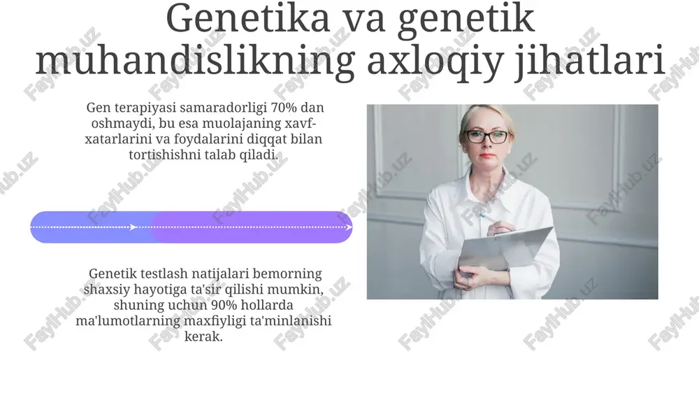 iligini yozma ravishda olish, axloqiy me'yorlarning asosiy shartidir. o'lim va o'limdan keyingi g'amxo'rlikning axloqiy masalalari organlarni transplantatsiya qilish masalasi 5 ta asosiy axloqiy printsip – xayrixohlik, adolat, avtonomiya, xavfsizlik va manfaatlar muvozanati bilan bog'liq murakkab muammolarni o'z ichiga oladi. palliativ tibbiyotda og'riqni boshqarish va hayot sifatini yaxshilash o'rtasidagi muvozanatni topish, taxminan 70% hollarda bemorlarning ruhiy holatini hisobga olgan holda, katta axloqiy mas'uliyatni talab qiladi. e'tiboringiz uchun rahmat @taqdimot_robot image4.jpg image5.jpg image6.jpg image7.jpg image8.jpg image9.jpg image10.jpg image11.jpg image12.jpg image13.jpg image14.jpg image15.jpg image16.jpg image17.jpg image18.jpg image1.jpeg image2.jpeg image3.jpeg