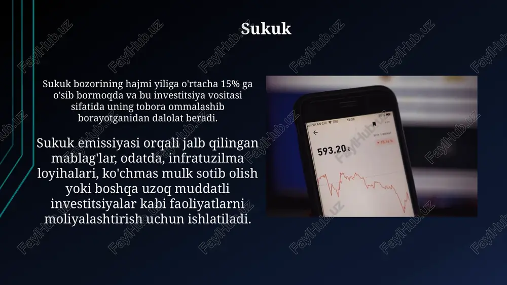 tirish va prognozlash o'rtacha 15% foiz stavkasi bilan 5 yil muddatga kredit olish imkoniyatiga ega bo'lish uchun, biznes-rejada moliyaviy barqarorlikni namoyish etish, kelajakdagi daromadni aniq ko'rsatish zarur. startap uchun 3 yillik moliyaviy prognoz taqdim etish, yillik tushum, operatsion xarajatlar va foyda ko'rsatkichlarini aniq ko'rsatish muhimdir. bu investorlar ishonchini oshiradi. ishlab chiqarishni moliyalashtirish "texnopark" rezidentlari ishlab chiqarishni rivojlantirish uchun investorlardan 20 million so'm miqdorida grantlar olish va 10% lik foiz stavkasi bilan imtiyozli kreditlardan foydalanish imkoniyatiga ega. kichik va oʻrta biznes sub'ektlariga ishlab chiqarishni modernizatsiya qilish uchun davlat tomonidan 30% gacha subsidiya beriladi, bu esa 5 million so'mgacha bo'lgan mablag'larni jalb qilish imkoniyatini beradi. e'tiboringiz uchun rahmat @taqdimot_robot image1.jpg image2.jpg image3.jpg image4.jpg image5.jpg image6.jpg image7.jpg image8.jpg image9.jpg image10.jpg image11.jpg image12.jpg image13.jpg image14.jpg image15.jpg image16.jpg image17.jpg