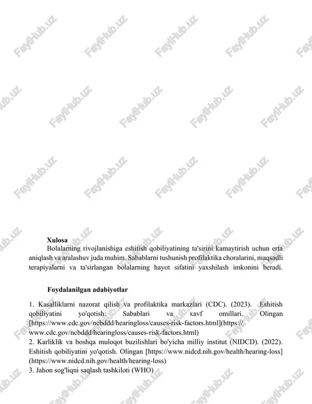 bolalarda eshitish nuqsonlarining kelib chiqish sabablari turlari - Page 4
