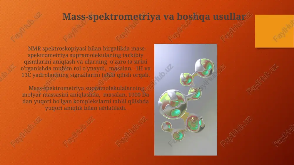 lar, 100-500 nm o'lchamdagi sun'iy supramolekulalar, dori moddalarini maqsadli hujayralarga yetkazishda samaradorligini oshirish uchun qo'llaniladi. kelajakdagi istiqbollar va tadqiqot yo'nalishlari biotibbiyotda qo'llaniladigan supramolekulyar tizimlar soni 2030-yilga kelib 2 baravar ortishi va ularning diagnostika va davolashda ishlatilishi kengayishi taxmin qilinmoqda. kelajakda supramolekulyar tuzilmalarning 3d-bosib chiqarish texnologiyalari yordamida aniq geometriyali va funksiyonalarga ega bo'lgan murakkab sistemalarni yaratish imkoniyatlari kengayishi kutilmoqda. vodorod bog'lanishi va boshqa kuchlar π-π steking kabi boshqa kuchlar, aromatik halqalar orasidagi o'zaro ta'sirlar natijasida hosil bo'ladi va bu ta'sirlarning kuchi taxminan 2 dan 5 kj/mol gacha bo'lishi mumkin. vodorod bog'lanishining energiyasi taxminan 5 dan 30 kj/mol gacha o'zgarib turadi va bu kovalent bog'lanishlarga qaraganda ancha kuchsizroq, ammo molekulalararo o'zaro ta'sirlar orasida ancha kuchli hisoblanadi. materialshunoslikdagi qo'llanilishi supramolekulyar katalizatorlarni qo'llash orqali kimyoviy reaksiyalarni 30% ga tezlashtirish va hosil bo'ladigan mahsulotning chiqishini 15% ga oshirish mumkin, bu esa energiya samaradorligini oshiradi. supramolekulyar tuzilmalar, masalan, metall-organik ramkalar (moflar) yordamida gazlarni (masalan, co2 ni …
