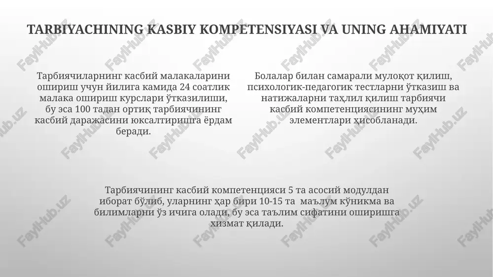 'lgan yuqori moyilligini ko'rsatadi. ta'lim jarayoniga turli xil didaktik o'yinlarni kiritish, bilimlarni mustahkamlash samaradorligini 30% ga oshirib, bolalarning faol ishtirokini ta'minlaydi. tarbiya jarayonida axloqiy-ma'naviy tarbiyaning o'rni tarbiya jarayonida shaxsning 5 ta asosiy fazilatini (halollik, mehr-oqibat, vatanparvarlik, bilimsevish, mas'uliyat) shakllantirishga alohida e'tibor qaratiladi va bu fazilatlarni rivojlantirishga qaratilgan 3 bosqichli dastur qo'llaniladi. axloqiy-ma'naviy tarbiya samaradorligini oshirish uchun 70% amaliy mashg'ulotlar va 30% nazariy bilimlarga asoslangan integratsion yondashuv taklif etiladi. pedagogik texnologiyalarni qo'llash muhim. bolalarda 10 yoshgacha axloqiy tushunchalarni shakllantirishga qaratilgan maxsus o'yinlar va faoliyatlarni amalga oshirish, ijobiy motivatsiyani 85% ga oshirishga yordam beradi. yosh xususiyatlarini hisobga olgan holda tarbiya faoliyatini tashkil etish yosh bolalarning individual psixologik xususiyatlarini (masalan, 5-7 yoshdagi bolalarda o'yin orqali o'rganishga moyillik) hisobga olgan holda, ta'lim faoliyatining samaradorligini oshirish mumkin. o'smirlik davri (13-16 yosh) bolalarining ijtimoiy-emotsional rivojlanish darajasini baholash orqali, ularning ehtiyojlariga moslashtirilgan tarbiya dasturlarini yaratish mumkin. turli yoshdagi guruhlarda (masalan, kichik va katta guruhdagi) farqlarni hisobga olgan …