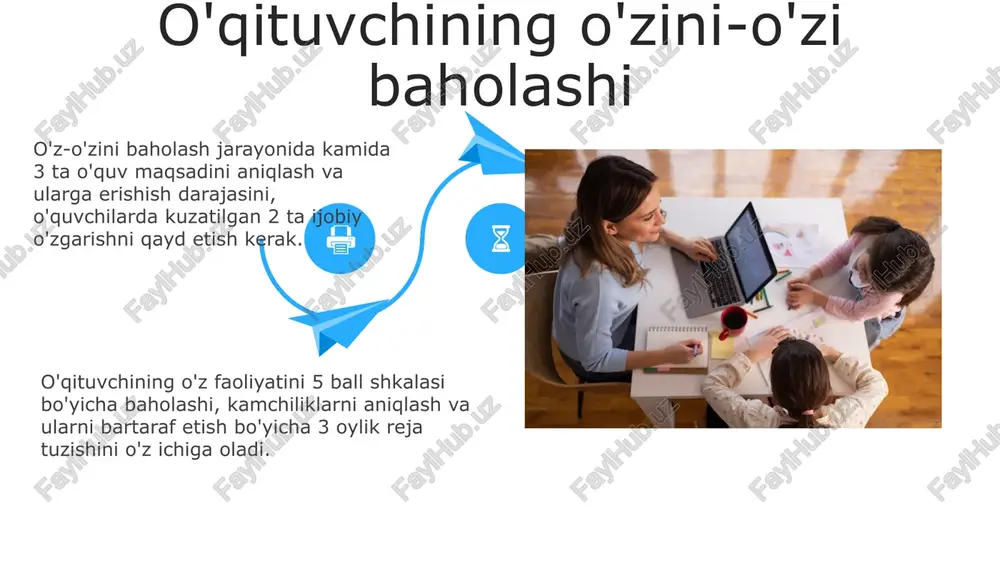 mablag' yoki alternativ resurslarni izlash strategiyasini ishlab chiqish zarur. qiyinchiliklarni bartaraf etish kasbiy rivojlanish kamida 5 ta turli xil kasbiy rivojlanish faoliyatlarini (treninglar, seminarlar, onlayn kurslar, konferensiyalar, amaliyot) rejaga kiritish va har bir faoliyatdan keyin natijalarni tahlil qilish va kelgusidagi rejalashtirish uchun ma'lumot sifatida ishlatish zarur. kasbiy rivojlanish rejasi kamida 3 ta aniq maqsadni, ularning bajarilish muddatlarini (masalan, 6 oy, 1 yil) va o'lchov mezonlarini (masalan, sertifikatlar soni, o'quvchilarning yutuqlari) o'z ichiga olishi kerak. kasbiy rivojlanish rejasi kamida 3 ta aniq maqsadni, ularning bajarilish muddatlarini (masalan, 6 oy, 1 yil) va o'lchov mezonlarini (masalan, sertifikatlar soni, o'quvchilarning yutuqlari) o'z ichiga olishi kerak. samaradorlikni oshirish yo'llari innovatsion pedagogik texnologiyalarni qo'llash, masalan, interaktiv o'quv uslublari samaradorlikni 30% ga oshirishi mumkin, bu esa o'quv jarayonini qiziqarli va samarali qiladi. samaradorlikni oshirishda 20% vaqtni rejalashtirishga, 80% esa bajarishga ajratish muhim, shuningdek, vazifalarni prioritetlashtirish orqali vaqtni tejashga erishish mumkin. o'quvchilar bilan ishlash strategiyasi har bir …