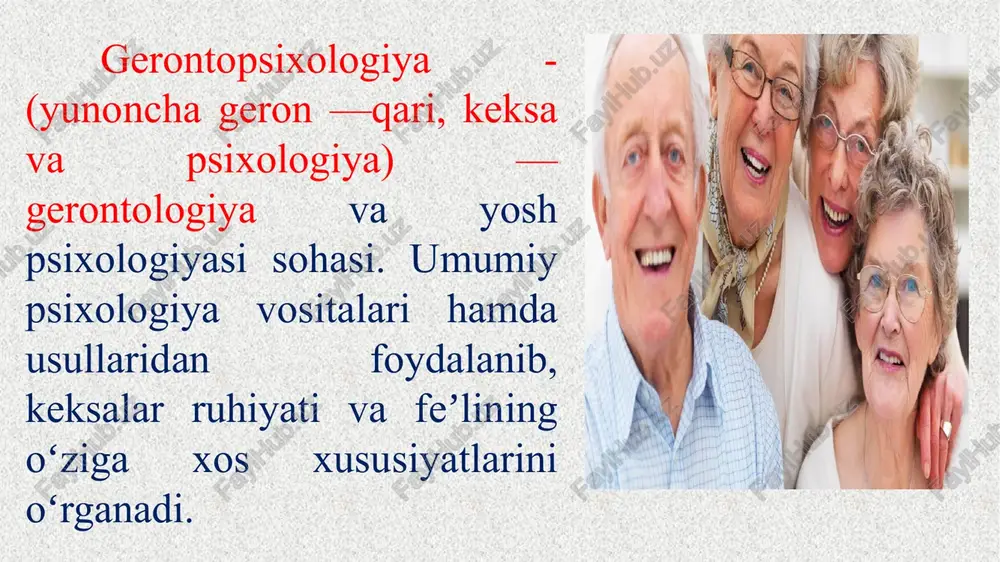 ng buzilishini keksayishda asosiy omil deb hisoblagan nazariyasini hamda keksayishni intoksifikatsiya sifatida qaragan i.i.mechnikov nazariyasini kiritish mumkin. gerontolog w.frolkis keksalikni organizm moslashuv imkoniyatlarining qisqarishi sifatida qaraydi. antiqarish yoki vitaukta toshunchasi (lot. vita — hayot, auktum — cho‘zmoq) olim tomonidan taklif etilgan moslashuv-boshqaruv nazariyasining muhim tarkibiy qismi hisoblanadi. keksayish evolutsion jihatdan dasturlashtirilib genetik kodga kiritilishi haqidagi tasavvur, hujayralarning buzilishi bilan bog‘liq g‘oyalar biologik nazariyalarga misol bola oladi. keksalik ijtimoiy muammo sifatida. ijtimoiy nazariyalarga ≪erkinlik≫ hamda ≪o‘yindan chiqish≫ nazariyalari misol bola oladi. jamiyatdan uzoqlashuv, motivatsiyaning o‘zgarishi, kommunikativlikning pasayishi, o‘z ichki dunyosiga o‘ralashib qolish kabilarda kuzatiladi. jamiyatdan uzoqlashish ilgarigi ijtimoiy rollarning yo‘qotilishi, sogliqning yomonlashuvi, topish-tutishning kamayishi, yaqin kishilarning yo‘qotilishi yoki uzoqlashishida namoyon boladi. subyektiv ravishda bu kerak emaslik tuyg‘usi, qiziqishlar doirasining pasayishi, uning o‘ziga qaratilishida namoyon boladi. bu jarayon insonning nafaqaga chiqishi bilan boshlanadi, lekin qari inson ishxonada nimalar bolayotgani bilan qiziqib turadi, lekin bu sekin-asta sun’iy xarakterga ega bola boradi, sekinlik bilan …
