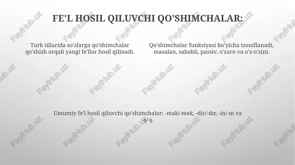 agi sifat qo'shimchalari odatda uch toifaga bo'linadi: egalik, nisbiy va sifat. e'tiboringiz uchun rahmat @taqdimot_robot image1.png image2.png image3.png