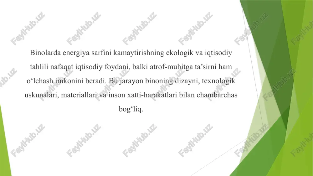 ologik muammolar va barqaror rivojlanish”. toshkent: fan va texnologiya, 2020. r. choudhary. energy analysis in buildings: modelling, simulation and performance evaluation. springer, 2021. /docprops/thumbnail.jpeg