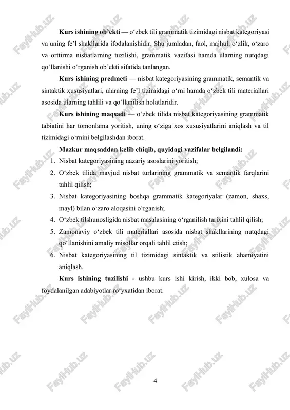 kategoriya fe’lning o‘zgaruvchan shakllaridan biri sifatida morfologik yo‘l bilan, ya’ni maxsus affikslar yordamida hosil qilinadi. masalan, “yuvmoq” fe’li faol nisbatda bo‘lib, bunda subyektning o‘zi harakatni bajaradi: “bolakay qo‘lini yuvdi.” bu gapda “bolakay” subyekt, “qo‘lini yuvdi” esa uning bevosita bajargan harakati. shu fe’lni “yuvilmoq” shakliga keltirsak, u majhul nisbatga aylanadi: “qo‘l yuvildi.” endi harakat bajaruvchisi noma’lum, diqqat markazida esa harakatning natijasi va obyekt turibdi. bu holat nisbat kategoriyasining grammatik ma’nosini yaqqol ko‘rsatadi: fe’l orqali subyekt va obyekt o‘rtasidagi bog‘lanishning shakl o‘zgarishiga asoslangan ma’no farqi yuzaga keladi. o‘zbek tilshunosligida nisbat kategoriyasi tahlil qilinar ekan, u fe’lning diatez tizimi sifatida ham qaraladi. diateza, ya’ni fe’lning “harakat ishtirokchilari o‘rtasidagi grammatik munosabatni” ifodalovchi xususiyat sifatida, harakatning yo‘nalishini aniqlab beradi. masalan, “o‘qituvchi darsni tushuntirdi” gapida harakat faol nisbatda, ya’ni subyekt tomonidan amalga oshirilgan. “dars tushuntirildi” shaklida esa u majhul nisbatga o‘tadi. shu orqali til harakatning subyektga yoki obyektga yo‘nalganligini morfologik shakl yordamida ifodalay oladi. nisbat kategoriyasi …
