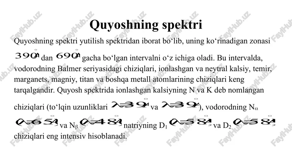 rila oladigan obektlardir.ular halqasimron shakllarda bo‘lib, ko‘pincha quyosh atmosferasining toj qismigacha boradi. protuberanetslarning harorati 20000 k ga yaqin. protuberanets diskka proeksiyalanganda uning ko‘rinishi qora tola shaklida bo‘ladi. protuberanetslar quyoshning eng yirik obyektlaridan bo‘lib, ularning uzunligi va balandligi bir necha 100 ming kilometrgacha, asosining qalinligi esa bir necha km gacha yetadi. protuberanetslar fizik tabiatiga ko‘ra uch guruhga bo‘linadi: sokin, aktiv va eruptiv. sokin protuberanetslar, vaqt o‘tishi bilan shaklini deyarli o‘zgartirmadi va uzoq vaqt yashay olishi bilan boshqalardan farq qiladi. bunday protuberanetslar vaqt davomida o‘z ravshanligini ayrim uchastkalaridagina o‘zgartirib, ichki harakat bilan chegaralanadi. ular ko‘pincha muqim quyosh dog‘lar bilan bog‘langan bo‘ladi. aktiv protuberanetslar asosan quyosh dog‘lari bilan bog‘langan bo‘lib, uzluksiz turli harakatlarda ishtirok etadi. ba’zida qo‘shaloq protuberanets harakatida ularning o‘zaro ta’sirlashayotgani yaqqol sezilib turadi. bunda ta’sirlanuvchi protuberanetslar orasi bir necha yuz ming km gacha etadi. eruptiv protuberanetslarga xos xususiyatlardan biri – ular kutilmaganda va katta tezlik bilan tartibsiz harakatda bo‘lishlaridadir. bunday protuberanetslarning …