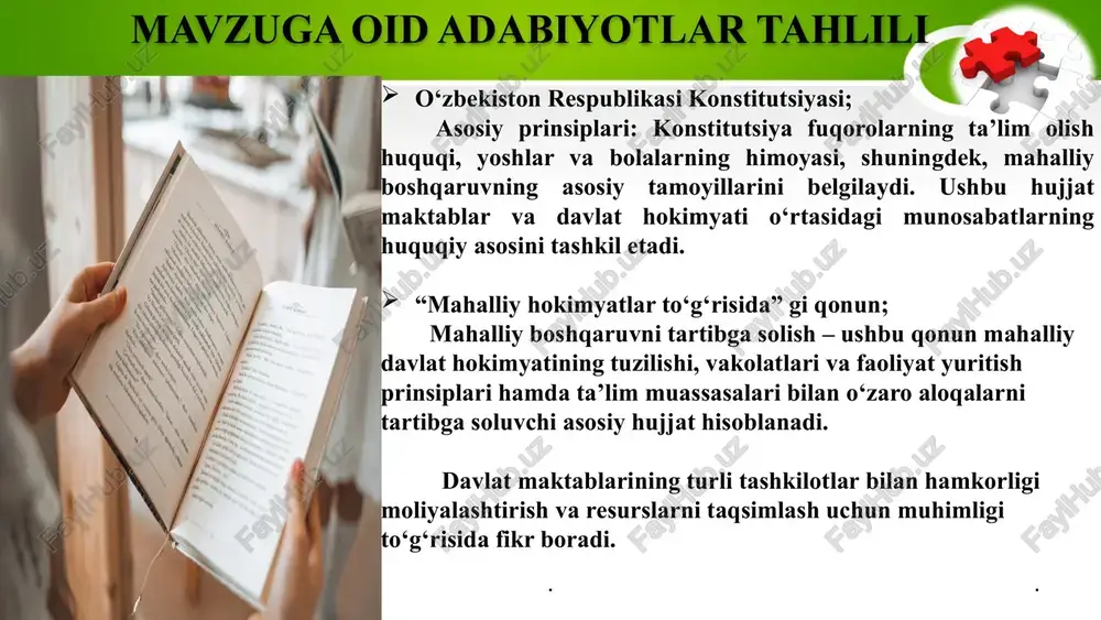 lat tashkilotlari bilan birgalikda hamkorlik rejasini ishlab chiqish. hamkorlikni yetarli darajada rivojlantirish 1 hamkor tashkilotlar. 2. maktab ma’muriyati 2025-2026 o‘quv yili boshida maktab va davlat tashkiloti o‘rtasida samarali va natijador hamkorlik yo‘lga qo‘yiladi 2 1.hamkorlik strategiyasi-ni shakllantirish ishlarini va har bir yo‘nalish bo‘yicha tegishli vazifalarni sustligi. 1. maktab rahbari va ko‘p yillik tajribaga ega pedagoglardan iborat kengash tuzish 2. hamkorlikni ta’minlashga qaratilgan chora tadbirlar tuzish, amalga oshirish mexanizmlarini ishlab chiqish. 1.maktab direktori 2.o‘rinbosar-lari 2025-2026 o‘quv yili boshida maktablar uchun davlat tashkilotlaridan bo‘lgan hamkorlarni jalb qilish va saqlab qolish imkoniyati ochiladi 3 1.hamkorlik samarali yo‘lga qo‘yishni, boshqarishda muammolar. 1.davlat tashkiloti rahbari o‘rtasida vazifalarni aniqlash. 2. tashkilot bilan ma’suliyatni bo‘lib olish choralarini olib borish. 1.maktab direktori 2.davlat tashkiloti rahbari 2025-2026 o‘quv yili boshida davlat tashkilotlari va maktab hamkorligini boshqarishdagi muammolar o‘z yechimini topadi. 11 e’tiboringiz uchun rahmat ayimbetaka bu yerga maktabingizni rasmini qo’ying !!! image5.jpeg image6.jpeg image7.jpeg image8.jpeg image9.png image10.jpeg image11.jpeg image12.png …