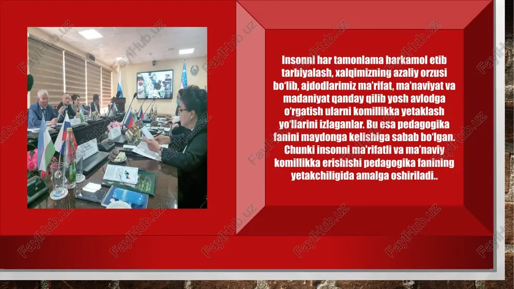 avodxonligini o‘rgatuvchi guruhlar soni kundan-kunga ko‘payib bormoqda. «ta’lim to‘g‘risida»gi qonunning 8-moddasi maktabgacha ta’lim va tarbiyaga bag‘ishlanadi. maktabgacha ta’lim va tarbiya bolalarni o‘qitish va tarbiyalashga, ularni intellektual, ma’naviy-axloqiy, etik, estetik va jismoniy jihatdan rivojlantirishga, shuningdek bolalarni umumiy o‘rta ta’limga tayyorlashga qaratilgan ta’lim turidir. maktabgacha ta’lim va tarbiya olti yoshdan yetti yoshgacha bo‘lgan bolalarni 8 boshlang‘ich ta’limga bir yillik majburiy tayyorlashni ham nazarda tutadi. maktabgacha ta’lim va tarbiyani tashkil etish tartibi ushbu qonun, shuningdek “maktabgacha ta’lim va tarbiya to‘g‘risida”gi o‘zbekiston respublikasi qonuni bilan belgilanadi. o‘zbekiston respublikasi prezidentining 2017 yil 30 sentyabrdagi pq-3305-son «o‘zbekiston respublikasi maktabgacha ta’lim vazirligi faoliyatini tashkil etish to‘g‘risida»gi qarori hamda o‘zbekiston respublikasi prezidentining 2016 yil 29 dekabrdagi pq-2707-son «2017-2021 yillarda maktabgacha ta’lim tizimini yanada takomillashtirish chora-tadbirlari to‘g‘risida»gi qaroriga muvofiq o‘zbekiston respublikasining maktabgacha ta’lim va tarbiyaning davlat standartini tasdiqlash to‘g‘risidagi qarorlarda ham belgilangan. bola tug‘ilgan kundan boshlab, uni maktabga borgunga qadar bo‘lgan davrda har tomonlama yetuk barkamol etib tarbiyalash qonuniyatlarini …