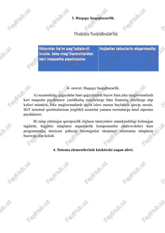 aǵa zálel etkazishi múmkin. 6- súwret. fizikalıq hújim. a) kelilik hám buzıqlıq óndiristiń joybarlastırılmaǵan toqtap qalıwına alıp keliwi múmkin, sebebi buzılǵan yamasa urlıq qurılmanı almastırıw waqtı, geyde talay waqıt talap etedi; b) portlardıń nadurıs konfiguratsiyasi hám olardıń ashıqlıǵı sebepli qurılmalarǵa fizikalıq kirisiw múmkinshiligine iye bolǵan ayıpker tárepinen turaqlılıqaj, diversiya ámelge asırılıwı múmkin. ayıpker operatordıń ruxsat etilmegen háreketlerin orınlaw ushın da paydalanıwı múmkin. 5. qurılmalardı óshiriw. 7-súwret. úskenelerdi óshiriw. a) baylanıs tarmaǵınıń óshiriliwi kabel, sımsız yamasa mobil tarmaq menen baylanıslı máseleler sebepli júz beriwi múmkin; b) elektr támiynatı óshiriliwi hár qanday támiynat dáregi islemey qalıwı yamasa isten shıǵıwı nátiyjesinde júz bolıwı múmkin hám, ayrıqsha támiynat dáregi ámeldegi bolmaǵan táǵdirde, islep shıǵarıw processleriniń kútpegende toqtap qalıwı sebepli saldamlı aqıbetlerge alıp keliwi múmkin. image6.png image7.png image1.png image2.png image3.png image4.png image5.png