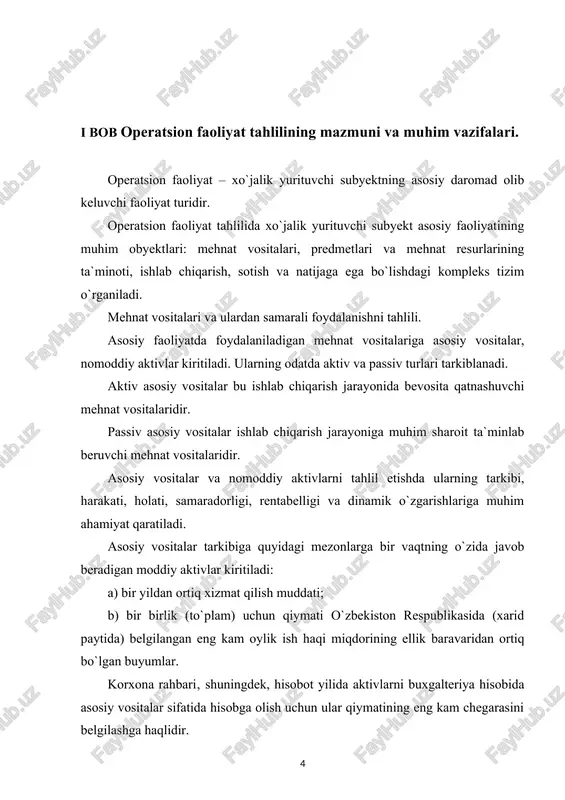 ulot (ishlar, xizmatlar) tannarxiga yoki davr xarajatlariga muntazam taqsimlash va o`tkazish ko`rinishida eskirishning qiymat ifodasi foydali xizmat muddati korxona aktivdan foydalanadigan vaqt davri yoki korxona ushbu aktivdan foydalanishdan olishni mo`ljallayotgan mahsulot (ishlar va xizmatlar) miqdori. qurib bitkazish, asbob-uskunalar bilan to`liq jihozlash, qayta qurish, zamonaviylashtirish va texnik qayta qurollantirish bo`yicha ishlar tugatilganidan so`ng foydalanishga kiritilgan asosiy vositalar uchun foydali xizmat muddati bo`lib ushbu ishlar tugatilganidan so`ng mazkur asosiy vositalar foydalanishga kiritilgan paytdan boshlab korxona tomonidan asosiy vositalardan foydalaniladigan vaqt davri yoki korxona ushbu asosiy vositalarni qo`llashdan kutayotgan mahsulot (ishlar, xizmatlar) miqdori hisoblanadi boshlang`ich qiymat to`langan va qoplanmaydigan soliqlarni (yig`imlarni), shuningdek‚ aktivni undan maqsadga muvofiq foydalanish uchun ishchi holatiga keltirish bilan bevosita bog`liq bo`lgan yetkazib berish va montaj qilish, o`rnatish, ishga tushirish va istalgan boshqa xarajatlarni hisobga olgan holda, asosiy vositalarni tiklash (qurish va qurib bitkazish) yoki xarid qilish bo`yicha qilingan xarajatlarning qiymati joriy qiymat ma`lum sanadagi amal qilayotgan bozor narxlari bo`yicha …
