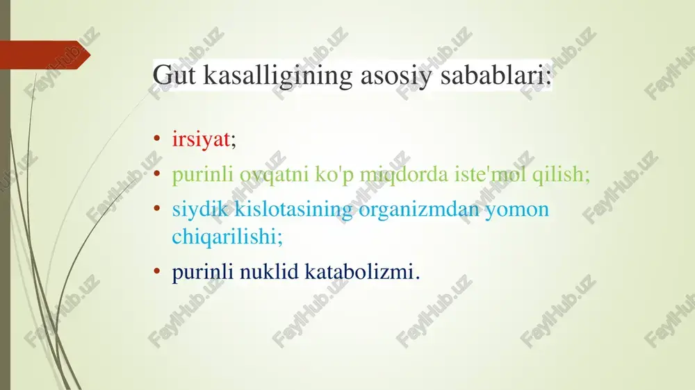 avjud. surunkali patologiya tufayli siz oriq idishlarga odatlanishingiz mumkin va kerak, chunki ular simptomlarni engillashtirish va og'riqni sezilarli darajada kamaytirishga qaratilgan. ratsionga doimo rioya qilish kerak. bir chashka qahva yoki uzum og'riq xurujiga olib kelishi mumkinligi sababli. gutning kuchayishi davrida, parhezga rioya qilish bilan dori-darmonlardan foydalaniladi. yotoqda dam olish ham talab qilinadi. bularning barchasi yallig'lanish jarayonlarini to'xtatadi. bemorga ovqat tayyorlayotganda, ruxsat etilgan va taqiqlangan ovqatlar bilan stolni ko'zga tashlanadigan joyda saqlagan ma'qul. gut uchun parhez: hafta uchun menyu  kasallikni davolash mumkin emas, ayniqsa patologiya diabet yoki semirish bilan birga bo'lsa. gut bilan relaps va alevlenmalarni kamaytirish uchun maxsus parhez ishlatiladi - 6-jadval. gut dietasini doimo kuzatib borish mumkin, garchi menyu bir haftaga mo'ljallangan bo'lsa. ratsionni davolovchi shifokor ishlab chiqadi. bunday ovqatlanish uchun bir-biridan unchalik farq qilmaydigan bir nechta variant bo'lishi mumkin. jarayon an'anaviy pishirish texnologiyasidan foydalanadi. dushanba • klyukva siropi, qaynatilgan tuxum, pomidor salatasi, javdar noni bilan choy; • …