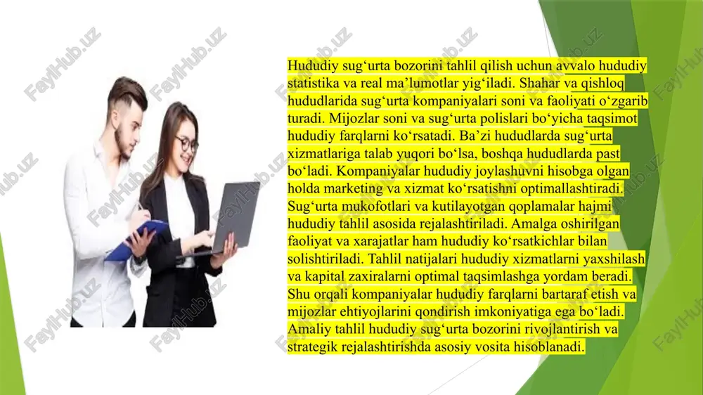 lamalarni aniqlashning iqtisodiy ahamiyati nima? a) kompaniya va mijozlar manfaatini himoya qilish b) faqat nazariy tahlil c) marketing strategiyasini kuchaytirish d) yillik hisobotlarni ko‘paytirish produktiv va noproduktiv test produktiv testlar 1. sug‘urta tizimi moliyaviy xavflardan himoya qilish uchun mo‘ljallanganmi? 2. sug‘urta shartnomasi faqat korxonalar uchun tuziladimi? 3. sug‘urta polisi shartnomani rasmiylashtirishning asosiy hujjati hisoblanadimi? 4. sug‘urta summasi yetarli bo‘lmasa, moliyaviy xavflar qoplanadimi? 5. ijtimoiy sug‘urta faqat pensiya uchun amal qiladimi? 6. elektron polislar rasmiylashtirish jarayonini tezlashtiradimi? 7. sug‘urta tizimi iqtisodiy barqarorlikni ta’minlashga xizmat qiladimi? 8. sug‘urta kompaniyalari jamg‘armalarni shakllantirmaydi, faqat huquqiy hujjat bilan shug‘ullanadimi? 9. sug‘urtaning moliyaviy va ijtimoiy funksiyalari mavjudmi? 10. innovatsion sug‘urta vositalari risklarni samarali boshqarishga yordam beradi? sug‘urta hodisasining ehtimolligi kompaniyaning moliyaviy barqarorligini oshiradi. (ha/yoq) kutilayotgan sug‘urta qoplamasi hajmi faqat nazariy tahlil uchun hisoblanadi. (ha/yoq) ehtimollikni aniqlash jarayonida tarixiy zararlar va hodisalar tahlil qilinadi. (ha/yoq) sug‘urta polislari shartlarini soddalashtirish mijozlar uchun tushunarsiz bo‘ladi. (ha/yoq) kutilayotgan qoplama hajmini …