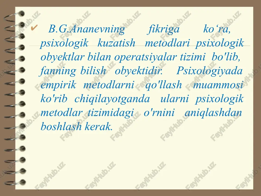 igi; -«ochiqlik»-barcha javoblar -sinaluvchi barcha reaksiyalari qabul qilinadi; -mulozamatlilik muhiti va eksperimentator tomonidan chetdan baholashning ishtirok etmasligi; -psixik funksiyaning o‘lchanishi emas, ijtimoiy muhitga munosabatni, shaxsning xususiyati o’lchanishidir. e’tiboringiz uchun raxmat!!! image2.jpeg image1.png image3.jpeg /docprops/thumbnail.jpeg