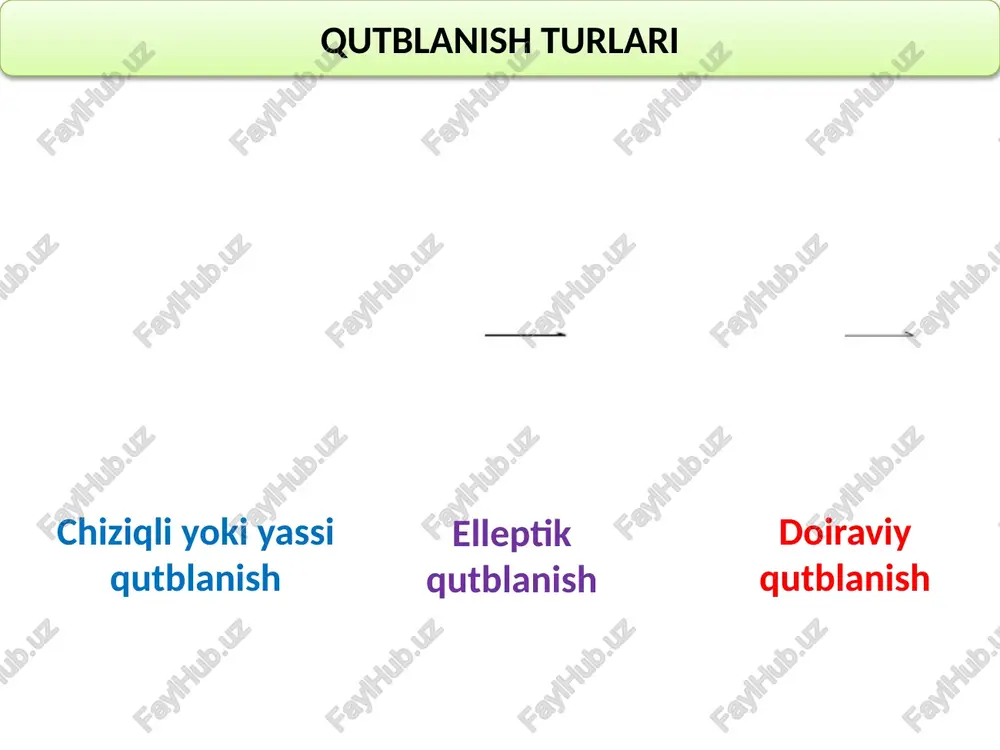 kuchli tarqaladi. a na zakate otrajenniy ot oblakov i poverxnostey svet kajetsya krasnovatim t.k. svet idet parallelno zemle, t.e. proxodit maksimalniy put v atmosfere i lishaetsya bolshey chasti sinego tsveta iz-za rasseyaniya. 18 nazorat uchun savollar malyus qonunini tushuntiring. yorug’likning qutblanishi tushuntiring. bryuster hodisasini tushuntiring. bryuster burchagi qanday burchak? qo‘sh sinishni tushuntiring. elliptik qutblangan yorug‘lik deb nimaga aytiladi? image1.png image2.png image2.gif image3.gif image4.gif image5.gif image6.jpeg image7.png image8.png image9.wmf oleobject1.bin image10.wmf image11.wmf image12.png image13.wmf image14.png image15.jpeg image16.png image17.png image18.jpg image19.jpg image21.png image20.png image23.png image21.jpeg image22.jpeg . cos sin ω sin j j a x b y t - = j j 2 2 2 2 2 sin cos 2 = - + ab xy b y a x ( ) j j w 2 2 2 2 sin sin cos a x t = l ÷ ø ö ç è æ + 4 1 m /docprops/thumbnail.jpeg