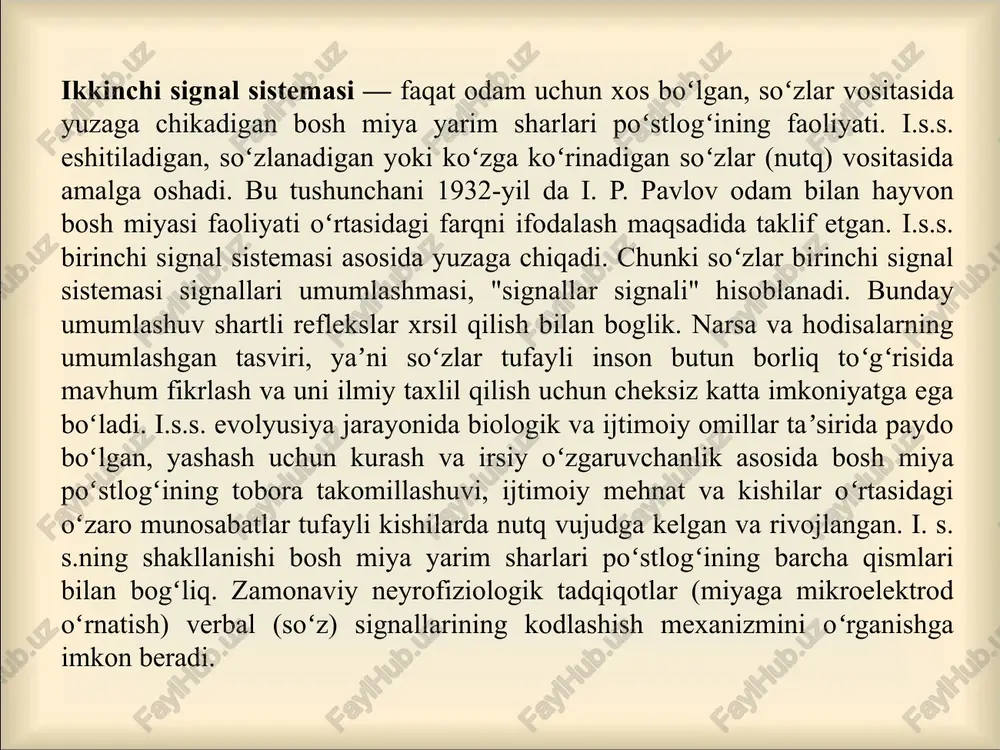 sari kamroq ishtirok etishi tufayli ish gʻayriixtiyoriy ravishda ijro etila boradi, ayrim mayda qismlarga eʼtibor kamayadi. 10 odat — bu avtomatik ravishda takrorlanadigan harakat boʻlib, uning bajarilishi qandaydir signal (odat triggeri) bilan boshlanadi va zavqlanish hissi bilan bajariladi va yakunlanadi. mavjud xulq-atvor usuli, uni maʼlum bir vaziyatda amalga oshirish (trigger rolini oʻynash, odat harakatlarini qoʻzgʻatuvchi signal) individ uchun „baʼzi harakatlar, amallarni bajarishga undaydigan“ ehtiyoj tusiga kiradi. odat evolyutsion taraqqiyot davomida murakkab taraqqiy etgan hayvonlarda, ya’ni umurtqa suyaqli va sut emizuvchi hayvonlarda harakatning individual shakllari yuzaga keldi. har bir organizm o’zicha individual hayot kechiradi va tashqi olamda ma’lum muddat davomida yashaydi. vaholanki, hayvonlar olamda bir hilda umr ko’rmas ekanlar, ularning necha yoshga kirishlariga qarab individual hayotlarida harakatning turli hil individual shakllari yuzaga keladi. demak, hayvonlar harakatning individual shakllarini o’zlarining individual hayotlari mobaynida egallab boradilar. harakatning individual shakllari huddi harakatning instinktiv shakllari kabi hayvonlarning doimo o’zgarib turuvchi tashqi muhitga moslashuvini ta’minlovchi mexanizmlardandir. …