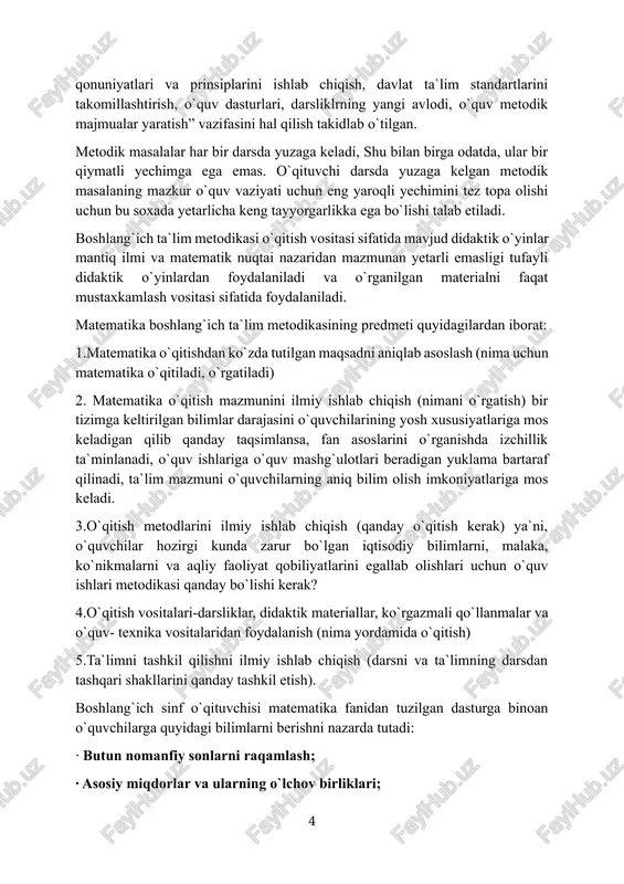 · matnli masalalar; · algebraik material(tenglik, tengsizlik va b.q.) · geometrik material; maktabda matematikani o`qitishni uyushtirishning tarixiy, murakkab, ko`p yillik tajribada tekshirilgan va hozirgi zamonning asosiy talablariga javob beradigan shakli darsdir. matematikaning eng qadimgi davrlaridan hozirgi kungacha bo`lgan ko`p asrlik rivojlanish tarixida uning to`rt rivojlanish davri qayd etiladi: 1.dastlabki omillarning jamlanishi bilan bog`liq matematikaning paydo bo`lish davri.bu davrda matematika hali alohida fan tariqasida o`zining predmeti va metodiga ega bo`lmay, balki matematikadan faqat ayrim faktlar to`planadi. bunga misol qilib qadimgi misr, bobil, xitoy va hind matematikasini ko`rsatish mumkin. 2.elementar matematika davri. bu davrga qadimgi yunon matematiklari asos soldilar va uni o`rta osiyodagi o`rta sharq olimlari jumladan al-farg`oniy, abu ali ibn sino, umar xayyom, ulug`beklar davom ettirdilar. 3.o`zgaruvchan miqdorlar matematikasi davri. 4.klassik oliy matematika davri. o`quvchilaning matematik bilimlarni o`zlashtrishi faqat o`quv ishida to`g`ri metod tanlashga bog`liq bo`lmasdan, balki o`quv jarayonini tashkil qilish formasiga ham bog`liqdir. dars deb dastur bo`yicha belgilangan, aniq jadval …