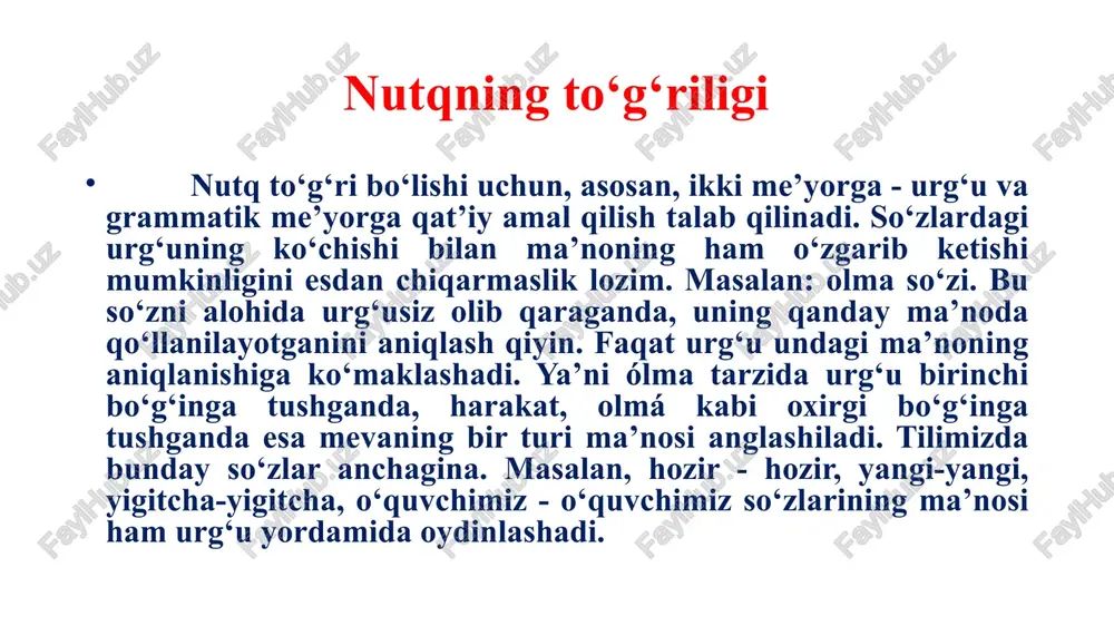 qiladi: 1. mahalliy dialekt va shevalarga xos so‘z, ibora, shuningdek, grammatik shakllar, so‘z va so‘z birikmalarining talaffuzi, urg‘usi. 2.o‘rinsiz qo‘llangan chet so‘z va so‘z birikmalari. 3.jargonlar. 4.vulgarizmlar. 5.nutqda ortiqcha takrorlanadigan «parazit» so‘zlar. 6.kanselyarizmlar. nutqning tozaligi. sanab o‘tilganlardan o‘rinsiz foydalanish kundalik nutqni ham, badiiy nutqni ham xiralashtiradi. har bir so‘zlovchi o‘z nutqining adabiy me’yorlar darajasida bo‘lishi uchun harakat qilishi lozim. o‘z shevasiga xos bo‘lgan til vositalarini nutqqa o‘rinsiz olib kirish nutqni buzadi. ammo dialektizm va varvarizmlar badiiy asar tilida ma’lum badiiy - estetik vazifani bajarishi, muallifning ma’lum g‘oyasini, niyatini amalga oshirishga xizmat qilishi ham mumkin. muallifning milliy koloritni berish uchun, asar qahramonining qayerlik ekanligiga ishora qilish uchun dialektizm va varvarizmlardan foydalanishi mumkin. masalan: «yoshulli, siz buni emas, meni tinglang! bu mang‘layi qoraning sherigi bor» (t.malik). ushbu misolda dialektizmlar territorial koloritni berishga xizmat qilayotgan bo‘lsa, quyidagi misolda varvarizmlar - chet so‘zlar xarakter yaratishda yozuvchiga ko‘maklashgan. «ishondim, o‘rtoq ginrol. hammasi est bo‘ladi. uyda …