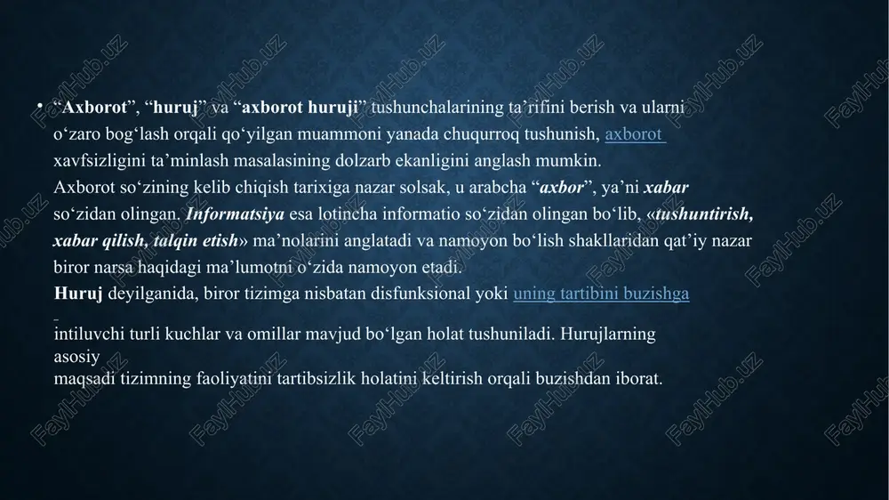 stligi, turli xabarlar oqimidan kerakligini ajratib olishda bilim, malaka va ko‘nikmaning yetishmasligi ba’zilarning g‘arazli kimsa va oqimlar ta’siriga tushib qolishlariga, internet qaramligi kasalligiga yo‘liqishlariga sabab bo‘lmoqda. xitoy xalq repspublikasida internetga qaramlik kasallik sifatida e’tirof etilib, uni davolovchi maxsus shifoxonalar tashkil etilgani so‘zimizning isbotidir. global tarmoq natijasida yuzaga kelgan eng katta muammo, bu, albatta, qaramlik, tobelik kasalligidir. yoshlarning ko‘p vaqtini inernetda o‘tkazishlari global muammoga aylanib ulgurgan. . tarmoqlarda mashhur bo‘lgan «ko‘k kit» o‘yini ham yolg‘izlikni, jamoaviy munosabatlardan qochishni targ‘ib qilib, oxir-oqibat yoshlarni o‘z joniga qasd qilishga yetaklovchi jihatlarni oshkor qildi. bu haqidagi dastlabki shov-shuvlar 2015 yildan boshlangan. internetda «ko‘k kit», «tinch uy», «f58», «f57» kabi «o‘lim guruhlari» haqida turli fakt va ma’lumotlar bor: «ko‘k kit»ni 18 yoshga to‘lmagan, mustaqil fikri, qiziqqan mashg‘uloti yo‘q o‘smirlar qiziqtiradi. boshida oson, qiziq topshiriqlar berib o‘smirning ichiga kirib oladi. keyinchalik tanasiga tig‘ bilan ko‘k kitning suratini chizdirib, bitta kuyni 3 kun tinimsiz tinglab, topshiriqlarni bajargan o‘smirlarni …