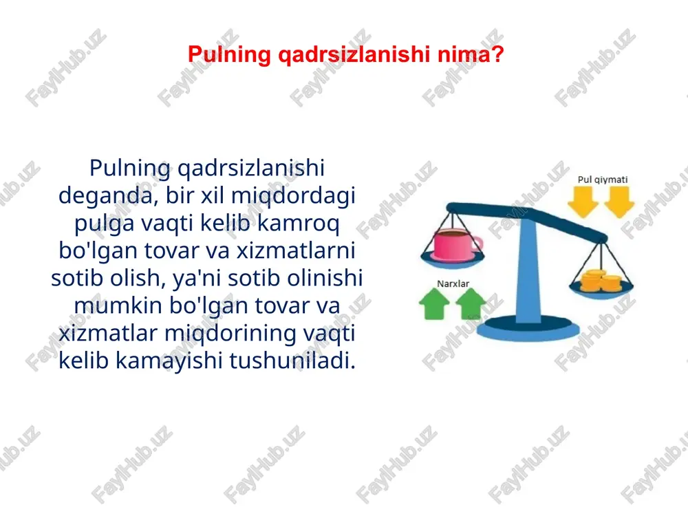 bo‘lgan xarajatlar miqdori oshadi *asosiy vositalarga hisoblangan amortizasiya ajratmalarining real qiymati pasayadi *korxonalar va banklari tomonidan chiqarilgan qimmatli qog‘ozlarning investision jozibadorligi pasayadi *foydani iqtisodiyot tarmoqlari bo‘yicha notekis taqsimlanishi kuchayadi 3. inflyatsiyaga qarshi kurashish yo‘llari inflyatsion targetlash rejimini joriy etish ushbu rejimni joriy etish quyidagilarni nazarda tutadi: a. inflyatsiyaning maqsadli ko‘rsatkichini belgilash b. belgilangan maqsadli ko‘rsatkichga erishish davrini belgilash v. inflyatsiyaning maqsadli ko‘rsatkichi va unga erishish uchun belgilangan davrni ommaviy axborot vositalarida e'lon qilish. 3. inflyatsiyaga qarshi kurashish yo‘llari inflyasion targetlash muvaffaqiyatli qo‘llanilgan davlatlar: yangi zelandiya, kanada, buyuk britaniya, finlandiya, shvesiya, avstraliya, ispaniya. avstraliya, finlandiya va shvesiyada markaziy bank inflyatsiyaning maqsadli ko‘rsatkichini hukumatning qo‘llab-quvvatlash xususidagi roziligini olmasdan turib e'lon qilgan. kanada va yangi zelandiyada inflyatsiyaning maqsadli ko‘rsatkichi markaziy bank va moliya vazirligining o‘zaro kelishuvi asosida ishlab chiqildi. 3. inflyatsiyaga qarshi kurashish yo‘llari kanada va yangi zelandiyada maqsadli ko‘rsatkichga erishish uchun 18 oylik muddatni belgilandi. mazkur muddat tugagandan so‘ng, inflyatsiyaning darajasini bosqichma-bosqich …