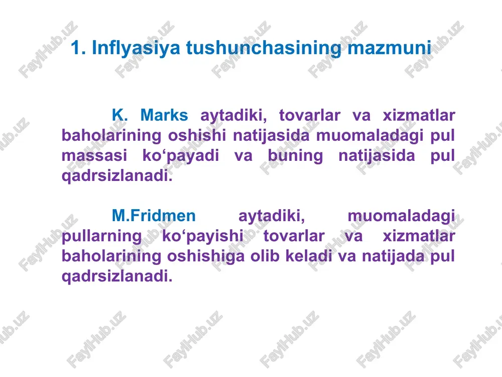on qilish. 3. inflyasiyaga qarshi kurashish yo‘llari inflyasion targetlash muvaffaqiyatli qo‘llanilgan davlatlar: *yangi zelandiya * kanada *buyuk britaniya * finlandiya *shvesiya * avstraliya *ispaniya 3. inflyasiyaga qarshi kurashish yo‘llari avstraliya, finlandiya va shvesiyada markaziy bank inflyasiyaning maqsadli ko‘rsatkichini hukumatning qo‘llab-quvvatlash xususidagi roziligini olmasdan turib e'lon qilgan. kanada va yangi zelandiyada inflyasiyaning maqsadli ko‘rsatkichi markaziy bank va moliya vazirligining o‘zaro kelishuvi asosida ishlab chiqildi. 3. inflyasiyaga qarshi kurashish yo‘llari kanada va yangi zelandiyada maqsadli ko‘rsatkichga erishish uchun 18 oylik muddatni belgilandi. mazkur muddat tugagandan so‘ng, inflyasiyaning darajasini bosqichma-bosqich pasaytirish maqsadida, yangi zelandiyada yana 12 oylik, kanadada – 18 oylik muddat belgilandi. belgilangan yangi muddatlar tugagandan so‘ng har ikkala mamlakatda inflyasiyaning maqsadli ko‘rsatkichini ta'minlashga muvaffaq bo‘lindi va har ikkala mamlakatda yana besh yillik davrga inflyasiyaning maqsadli ko‘rsatkichi belgilandi. 3. inflyasiyaga qarshi kurashish yo‘llari 2. davlat byudjeti defisitini oshishiga yo‘l qo‘ymaslik davlat byudjeti defisiti yaimga nisbatan 3 foizdan oshmasligi kerak. davlat byudjeti defisitining …