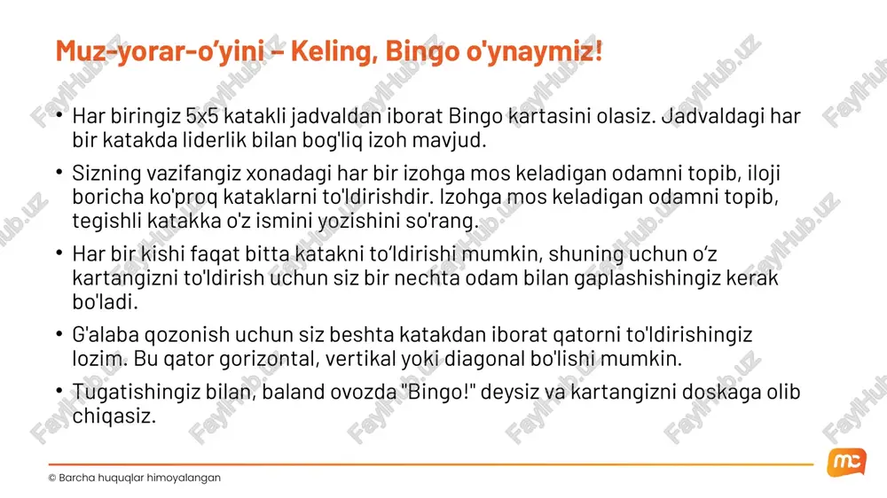 an so'ng biz jahon miqyosidagi ta'lim tizimining tarkibiy qismlarini ko'rib chiqamiz.... 19 tanaffus mashg‘ulot individual fikr yuritish yaxshi ta'lim tizimining eng yaxshi 5 ta xususiyati haqida o’ylang va yozing. quyidagi savollar haqida o‘ylang: “sifatli ta’limni nima kafolatlaydi?” va “muvaffaqiyatni nima ta’minlaydi?". guruh muhokamasi shaxsiy ro'yxatlaringizni baham ko‘ring: umumiy va farqli jihatlarini muhokama qiling. guruh sifatida 5 ta eng yaxshi sifat jamlangan ro'yxatni tuzing. katta guruh muhokamasi har bir guruh o'zlarining jamlangan ro'yxatini taqdim etadi. umumiy va o‘ziga xos g'oyalarni ajratib ko'rsating. ©️ barcha huquqlar himoyalangan 21 singapur ta'lim tizimining kuchli tomonlari puxta, istiqbolli va muvozanatli o'quv dasturi yuqori sifati o'qituvchilar va maktab liderlari yaxshi ta'minlangan maktablar samarali tajribalarni baham ko‘rish tizimi jamiyatning kuchli qo'llab-quvvatlashi va ta'limga bo'lgan ishonchi ©️ barcha huquqlar himoyalangan keling, singapur ta'lim tizimining asosiy kuchli tomonlari bo'lib xizmat qiladigan ba'zi asosiy o'rganish nuqtalarini ko'rib chiqamiz ... avvalo, bizga puxta, istiqbolli va muvozanatli o'quv dasturi kerak. bu yerda …