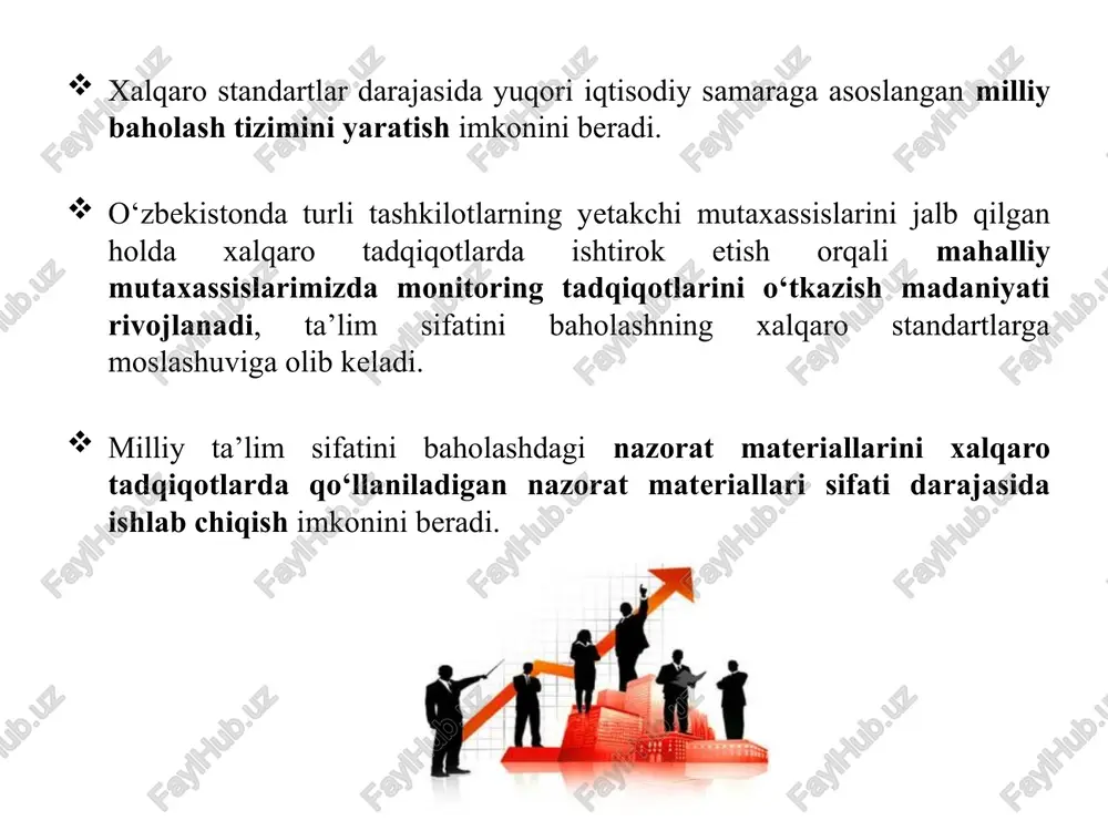 qlash maqsadida tuzilgan test topshiriqlari to‘g‘risida ma’lumot (fanlar kesimida tuzilgan testlar soni) 1-yarim yillik ona tili va adabiyot rus tili rus tili va adabiyoti o'zbek tili ingliz tili fransuz tili nemis tili tarix matematika fizika kimyo biologiya informatika geografiya 60 62 60 0 60 60 60 60 60 60 60 60 60 75 2-yarim yillik ona tili va adabiyot rus tili rus tili va adabiyoti o'zbek tili ingliz tili fransuz tili nemis tili tarix matematika fizika kimyo biologiya informatika geografiya 70 63 66 67 66 63 64 70 66 68 66 66 69 85 2017-2018 o’quv yili ta’lim sifati monitoringida 8-10 sinf o’quvchilarning kompetentligini aniqlash maqsadida tuzilgan jami test topshiriqlari stolbets1 [diapazon yacheek] [diapazon yacheek] 1-yarim yillik 2-yarim yillik 798 949 798 949 xo‘sh natijalar qanday ko‘rinish oldi? 2017-2018 o’quv yili ta’lim sifati monitoringida 8-10 sinf o’quvchilarning kompetentligini aniqlash maqsadida tuzilgan test topshiriqlari bo‘yicha o‘zlashtirish ko‘rsatkichlari (fanlar kesimida) manba: http://test.uzedu.uz/monitoring/gaps …
