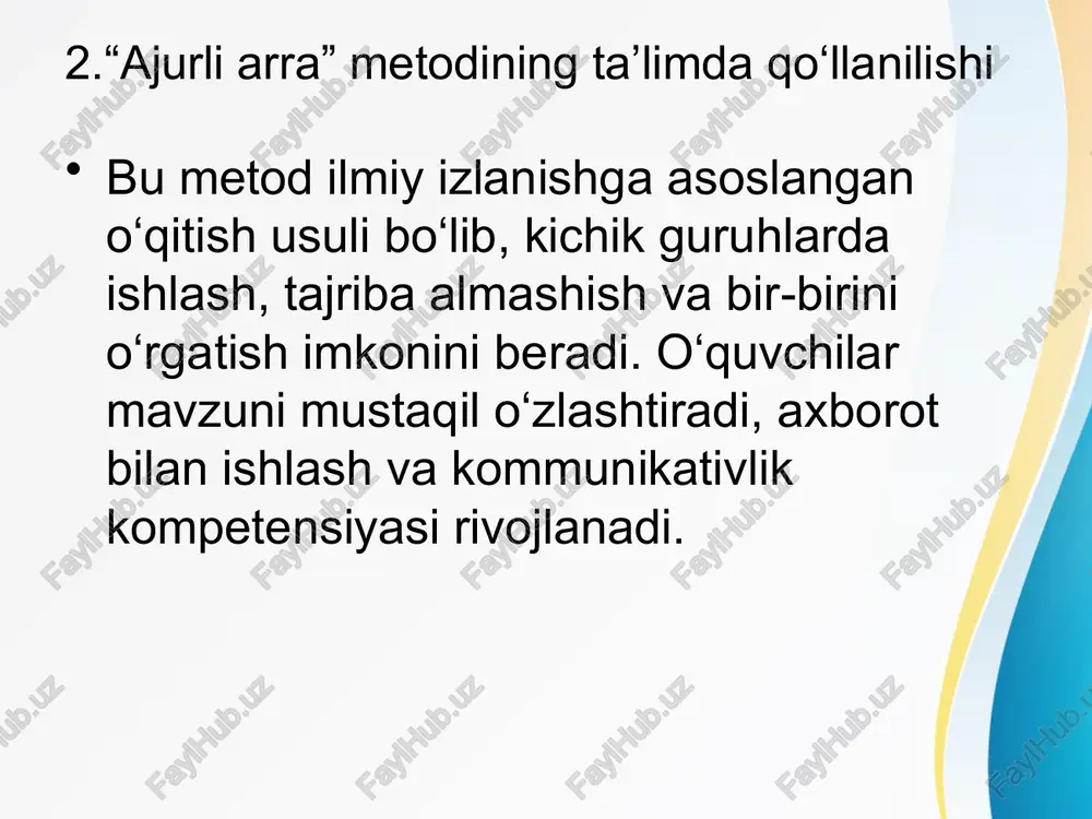: "kam gap – ko‘p amal." bu ham amaliyotga yo‘naltirish zarurligini anglatadi. pedagogik ma’nosi: bu ibora ta’lim jarayonida ortiqcha tahlil, takror va murakkablashtirish o‘rniga aniq, lo‘nda va tushunarli ifoda zarurligini bildiradi. ya’ni: o‘quvchini ortiqcha yuklama bilan charchatmaslik kerak. ko‘p marotaba bir narsani aylantirib aytish emas, balki aniq va tushunarli tushuntirish samaraliroq. ko‘p so‘zlik — har doim ham bilim berishga xizmat qilmaydi, ba’zida chalkashlik tug‘diradi. 11-topshiriq: kreativ mashq – avtobusda yo‘lovchi yo‘qligining 10 sababi 1. avtobus haydovchining mashg‘ulot reysidir — u yo‘lovchi olmasligi kerak. 2. bu maxsus sinov yoki test reysi — yangi avtobus texnik tekshiruvdan o‘tyapti. 3. marshrut o‘zgargan, yo‘lovchilar boshqa bekatlarda kutishyapti. 4. erta tong yoki kechasi – odamlar hali yo‘lda emas. 5. haydovchi marshrutni adashtirib, yo‘lning noto‘g‘ri qismini aylanib yuribdi. 6. bu maxsus buyurtma avtobus – faqat biror tashkilot uchun mo‘ljallangan. 7. shahar karantinda – hech kim jamoat transportidan foydalanmayapti. 8. avtobus sehrlangan – unga hech kim kira …