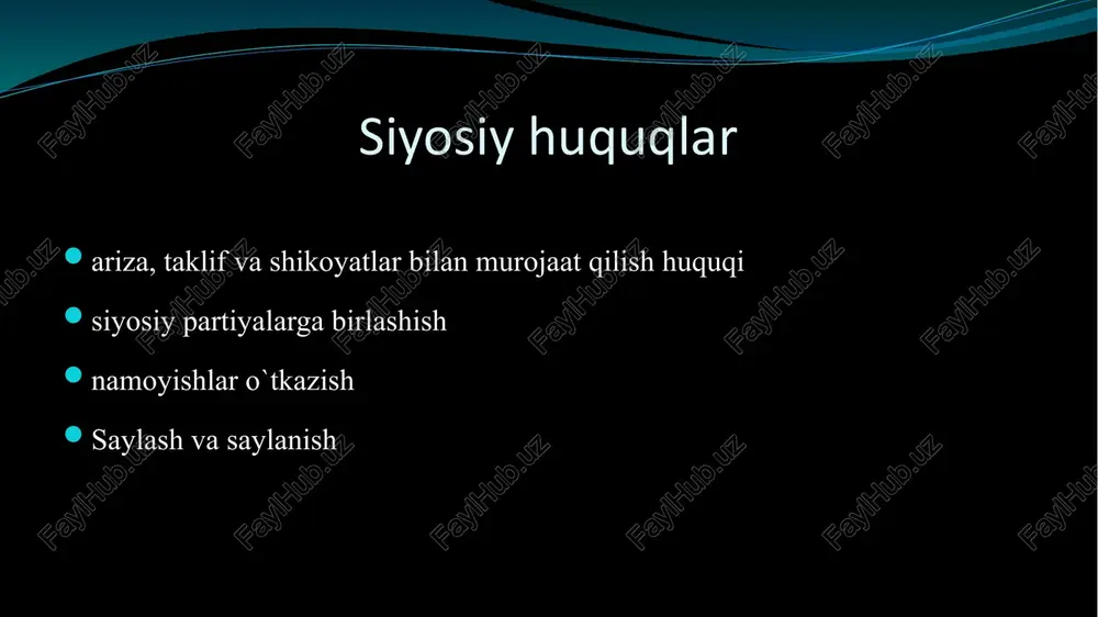 riy jamoat ishlari yoki ikki yilgacha axloq tuzatish ishlari yoki bir yildan uch yilgacha ozodlikni cheklash yoxud uch yilgacha ozodlikdan mahrum qilish bilan jazolanadi. biz korrupsiyasiz hayot tarafdorimiz korrupsiya(buzmoq) - mansabdor shaxsning oʻz mansabi boʻyicha berilgan huquqlarni shaxsiy boyish maqsadlarida bevosita suiisteʼmol qilishidan iborat amaliyot. quyidagi holatlardan qay birida korrupsiya mavjud ? o’zbekiston respublikasi fuqarolari quidagi holatlarda ijtimoiy ta'minot olish huquqiga egadirlar mehnat layoqatini yo‘qotganda har kim qariganda boquvchisidan mahrum bo‘lganda quyidagi qilmish jinoyatmi? o‘tkir do‘stining sumkasidan 10000 so‘m pulni bildirmay o‘g’irlab oldi. quyidagi qilmish jinoyatmi? ravshan solihani uchrashuvga taklif qiladi, u rozi bo‘łmagani uchun uni yomon so‘zlar bilan haqoratlaydi. quyidagi qilmish jinoyatmi? 10-sinf o‘quvchilari ko’p qavatli uylar oldida futbol o‘ynayotgan edilar. tasodifan futbol koptogi birinchi qavatdagi uy derazasiga borib urilib uni sindirdi. 31-modda. ma’muriy javobgarlikni yengillashtiruvchi holatlar homilador ayollarga voyaga yetmagan shahslarga 14 yoshgacha farzandi bor insonlarga ruhiy jihatdan nuqsoni borlarga e‘tiboringiz uchun raxmat! image2.jpeg image3.jpeg image4.jpeg image5.png image6.png …