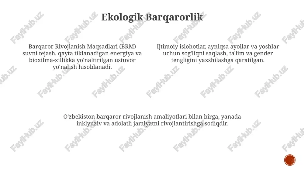 tiladi. o'zbekistonda sog'liqni saqlash islohotlari bu islohotlar o'zbekistonning ijtimoiy va sog'liqni saqlash tizimlarini modernizatsiya qilish va fuqarolarning farovonligini oshirishga qaratilgan. o'zbekistonda ijtimoiy islohotlar ta'limni yaxshilash, qashshoqlikni kamaytirish va jinslar tengligini targ'ib qilishga qaratilgan. o'zbekistonda ijtimoiy islohotlar ta'limni yaxshilash, qashshoqlikni kamaytirish va jinslar tengligini targ'ib qilishga qaratilgan. ijtimoiy islohotlarning tarixiy konteksti o'zbekistonning ijtimoiy islohotlari sssrda bo'lgan tarixiga asoslangan bo'lib, maqsad ijtimoiy tuzilmalarni modernizatsiya qilish va yaxshilashdir. mustaqillikdan keyin, islohotlar milliy identifikatsiyani mustahkamlash, iqtisodiy o'sishni rag'batlantirish va ijtimoiy farovonlikni yaxshilash, qashshoqlik va ishsizlik kabi muammolarni hal qilishga qaratilgan edi. muhim islohotlar ta'lim, sog'liqni saqlash va huquqiy sohalarni qamrab olib, fuqarolar hayotini yaxshilash va adolatli hamda teng huquqli jamiyatni rivojlantirishga qaratilgan. ayollar huquqlari va kuchlanish o'zbekistonda gender tengligi va ayollar huquqlarini rivojlantirishga qaratilgan qonun hujjatlari islohotlari amalga oshirildi. hukumat dasturlari ayollarni tadbirkorlikka o'qitish va mikroqarzga kirish imkoniyatini berish orqali ularni kuchli qilishga qaratilgan. so'nggi yillarda ayollarning ishchi kuchi va ta'limdagi ishtiroki sezilarli darajada …