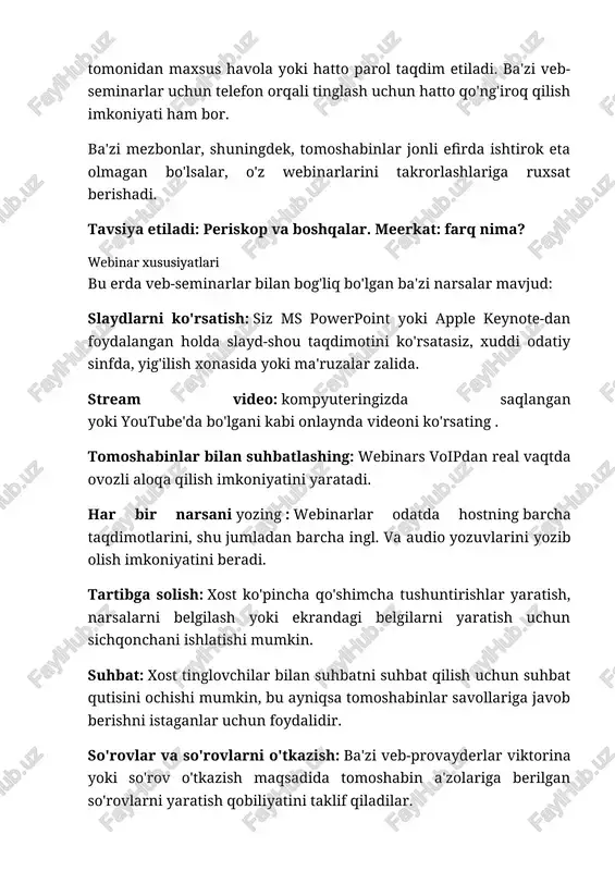 pka uchun bepul. ushbu xizmat sizning xohlagan ishtirokchilar soniga qarab, har oyda kamida $ 55 dan boshlanadi. ish uchun ham, o'yin uchun ham, siz o'zingizni qurilmangiz orqali odamlar bilan ko'proq bog'layapsiz. do'stlaringiz va oilangiz bilan aloqada bo'lish uchun siz videokonferensaloqadan foydalanayotgan bo'lishingiz mumkin yoki siz o'zingiz yoqtirgan ta'sirchanlardan biri tomonidan o'tkazilgan boshqa ajoyib webinarni tomosha qilayotgandirsiz. bu veb -konferentsiya va veb -konferentsiya vositalari bizni qanday o'rganishimiz, muloqot qilishimiz va onlayn landshaftda bo'lishimizni shakllantirishning ko'p usullaridan faqat ikkitasidir. agar sizda qurilma, internetga ulanish va bepul veb -konferentsiya dasturlari mavjud bo'lib, u to'liq qo'ng'iroq va hushtak bilan to'ldirilgan bo'lsa, siz bu ajoyib raqamli platformani o'rganishga tayyormiz! hali ham veb -konferentsiya qanday ishlashini yoki siz uchun nima qilishi mumkinligini to'liq bilmayapsizmi? ter yo'q! o'qing, shunda biz bu texnologiya hayotni qanchalik oson va butunlay o'zgartirishi mumkinligini bilib olamiz. veb -konferentsiya nima? oddiy qilib aytganda, bu internet orqali yoki qo'ng'iroq orqali internetda o'tkaziladigan prezentatsiyalar, konferentsiyalar …
