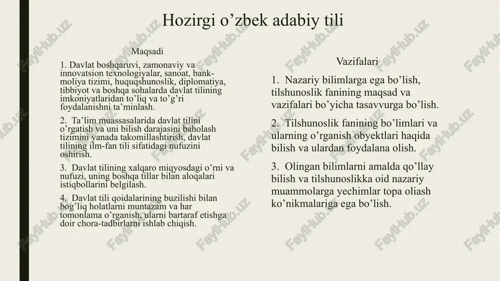 ntonimik, graduonimik qatorga birlashgan leksemalar sistemasi, alohida lug‘aviy guruhlar leksik paradigmalardir. ular yuqorida paradigmaga qo‘yilgan talablarga to‘la javob beradi. lug‘aviy-mavzuiy to‘da, lug‘aviy mazmuniy maydon, so‘z turkumlari ham yirik (makro) paradigmani tashkil etadi. 5. morfologik kategoriya (morfologik shakllar sistemasi) – morfologik paradigmadir. 6.sintaktik qoliplar sistemasi sintaktik paradigmani tashkil etadi. sintaktik paradigma ikkiga – gap paradigmasi va so‘z birikmasi paradigmasiga bo‘linadi. gap paradigmasining o‘zi ikki – sodda gap qoliplari va qo‘shma gap qoliplari ichki (mikro) paradigmasiga bo‘linadi. 1. morfologik paradigma bu tur so‘zlarning shakllanishi va o‘zgarishiga taalluqlidir. misol: ot paradigmasi: "kitob" – kitoblar, kitobning, kitobga, kitobda. fe’l paradigmasi: "yozmoq" – yozaman, yozasan, yozadi, yozdik, yozdingiz, yozishadi 2. sintaktik paradigma gap tuzilishida so‘zlar o‘rin almashtirilganda hosil bo‘ladigan variantlar.misol: "men kitob o‘qidim." → "kitobni men o‘qidim." → "o‘qidim men kitobni." 3. semantik paradigma so‘zlarning ma’no jihatidan guruhlanishi. misol: sinonimlar: go‘zal – chiroyli – dilbar – latofatli. antonimlar: katta – kichik, issiq – sovuq. 4. …