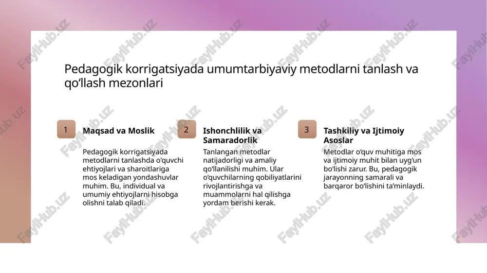 baholash qobiliyatlarni doimiy ravishda kuzatish va baholash orqali, ta’lim jarayonida shaxsiy rivojlanish uchun mos strategiyalar ishlab chiqiladi va amalga oshiriladi. muomala va kommunikatsiya ko‘nikmalarini shakllantirishning pedagogik yondashuvlari muloqot madaniyatini rivojlantirish interaktiv usullar individual yondashuvlar pedagogik yondashuvlar orqali o'quvchilarga samimiy va hurmatli muloqot qilishni o'rgatish, ularning ijtimoiy ko‘nikmalarini oshiradi va muammolarni samarali hal qilishga yordam beradi. rol o‘ynash, munozara va guruh ishlari kabi interaktiv metodlar orqali o‘quvchilarni faol qatnashishga chaqirish, ularning kommunikatsiya va muomala ko‘nikmalarini mustahkamlashga imkon beradi. har bir o‘quvchining shaxsiy xususiyatlariga mos ravishda pedagogik strategiyalarni qo‘llash, ularning kommunikatsiya qobiliyatlarini rivojlantirishda muhim omil hisoblanadi. kreativlik va muammoni hal qilish qobiliyatlarini rivojlantirishdagi pedagogik metodlar 1 ijodkor fikrlash innovatsion metodlar, o‘quvchilarning yangi fikrlash tarzini shakllantirishga yordam beradi. munozaralar va ilhomlantiruvchi mashg‘ulotlar kreativlikni oshiradi. 2 muammoni analitik yondashuv muammonarni tizimli tahlil qilish va yechimlarni izlash uchun analitik fikrlash metodlari qo‘llanadi. bu yoshlarni muammo bilan ishlashga tayyorlaydi. 3 guruh ishlari va loyiha guruhli loyiha …